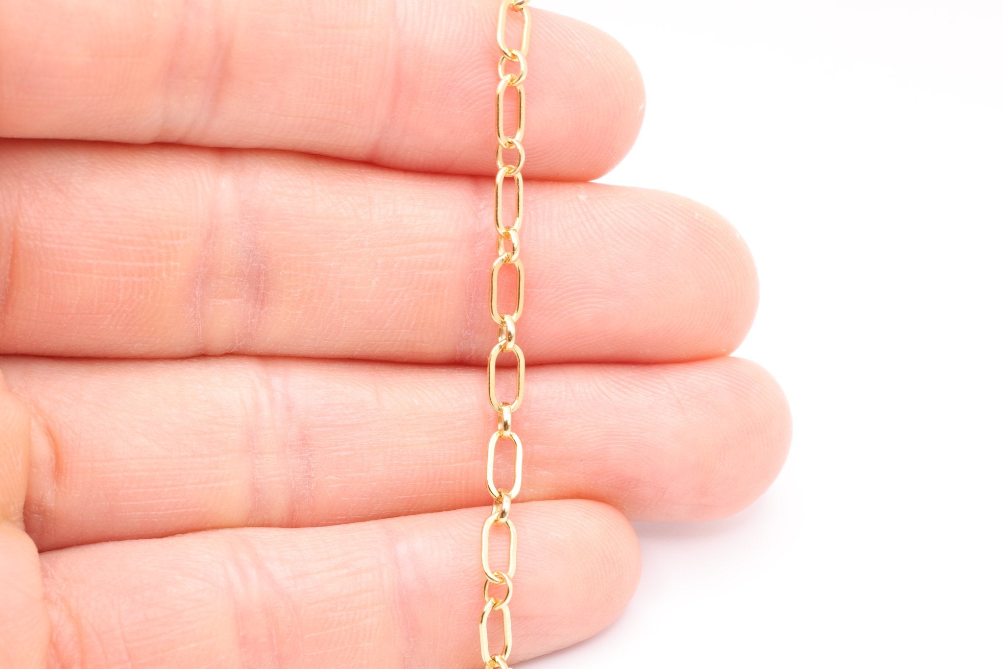 4mm x 6mm Long & Short Chain, Gold - Filled, Bulk DIY Spool Pay Per Foot Jewelry Making Chain - HarperCrown