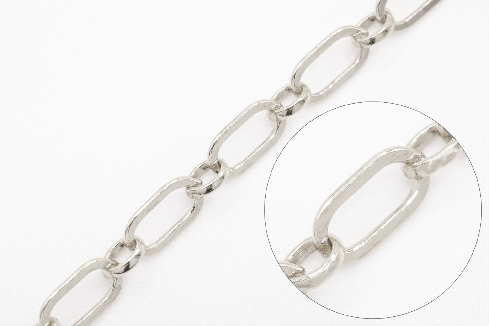 4mm x 6mm Long & Short Flat Chain, Sterling Silver, Bulk DIY Spool Pay Per Foot Jewelry Making Chain - HarperCrown