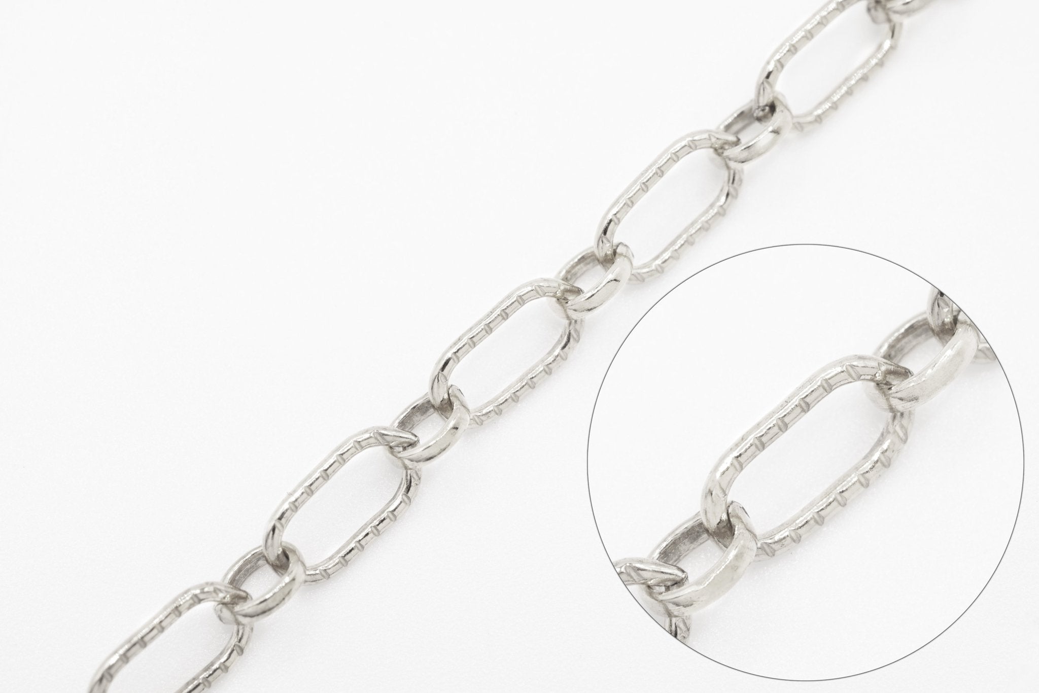 4mm x 6mm Long & Short Textured Chain, Sterling Silver, Bulk DIY Spool Pay Per Foot Jewelry Making Chain - HarperCrown