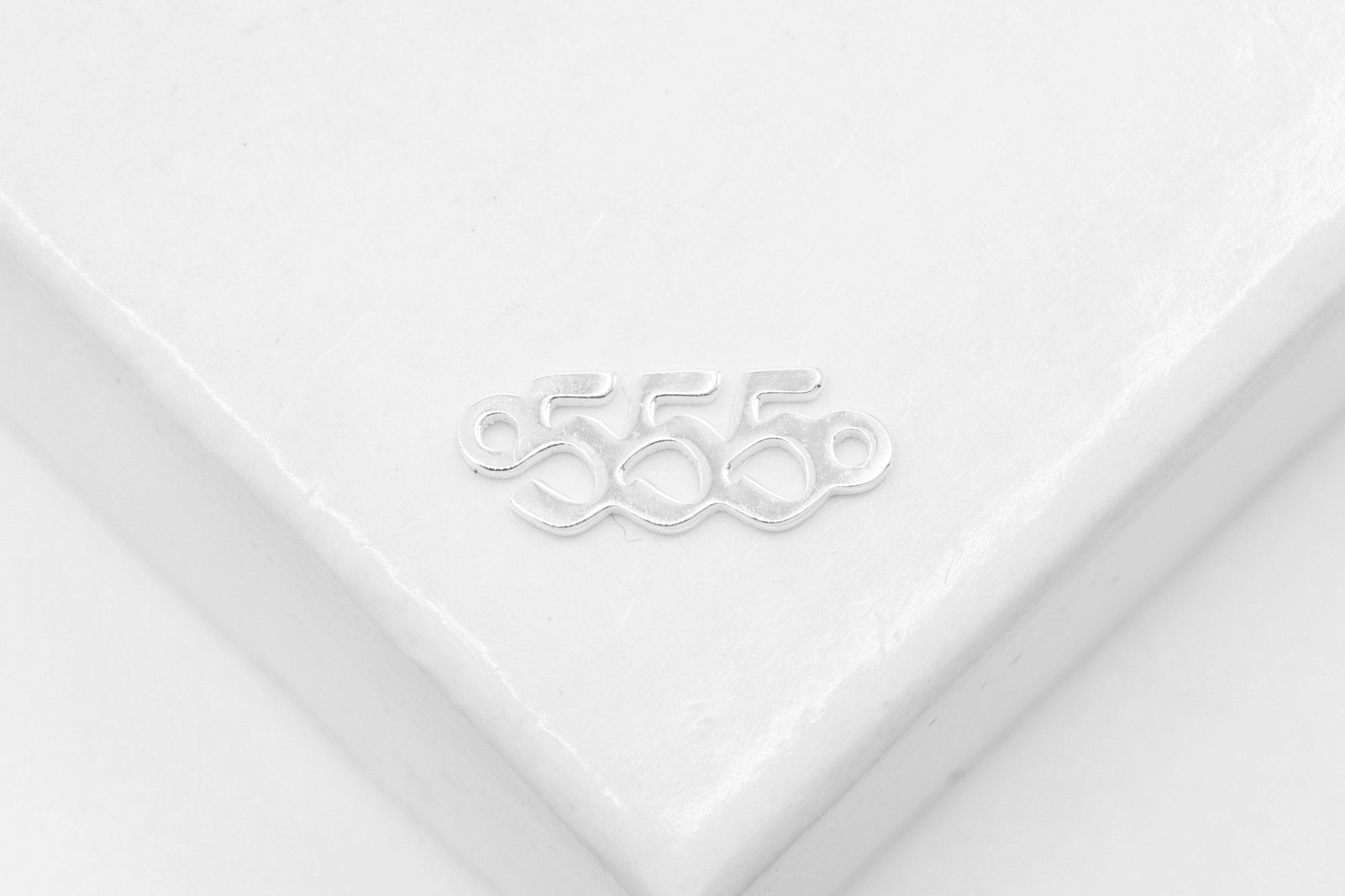 555 Angel Number Charm, 925 Sterling Silver, 9mm x 3mm, Bulk DIY Wholesale Jewelry Making Charm - HarperCrown