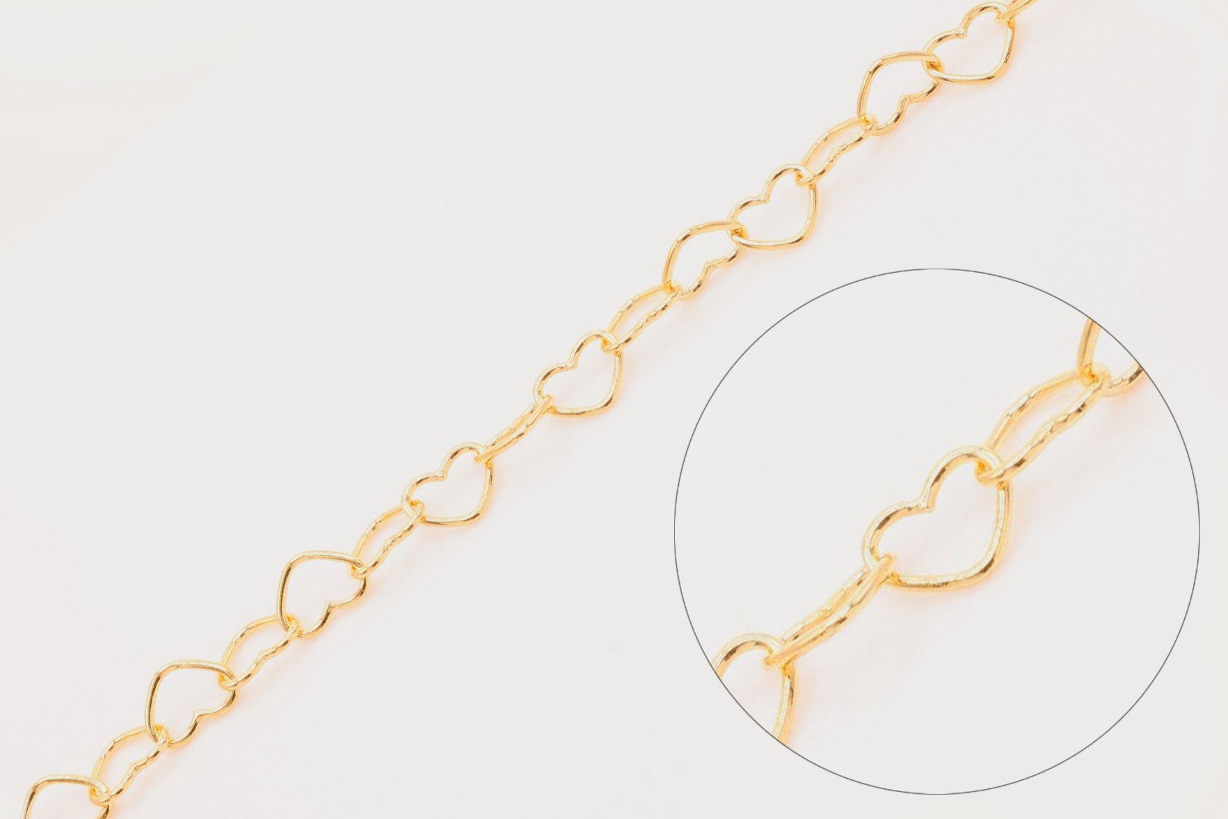 5mm Heart Chain, Gold - Filled, Heart Cable Chain Bulk Pay Per Foot Uncut Spools For Jewelers - HarperCrown
