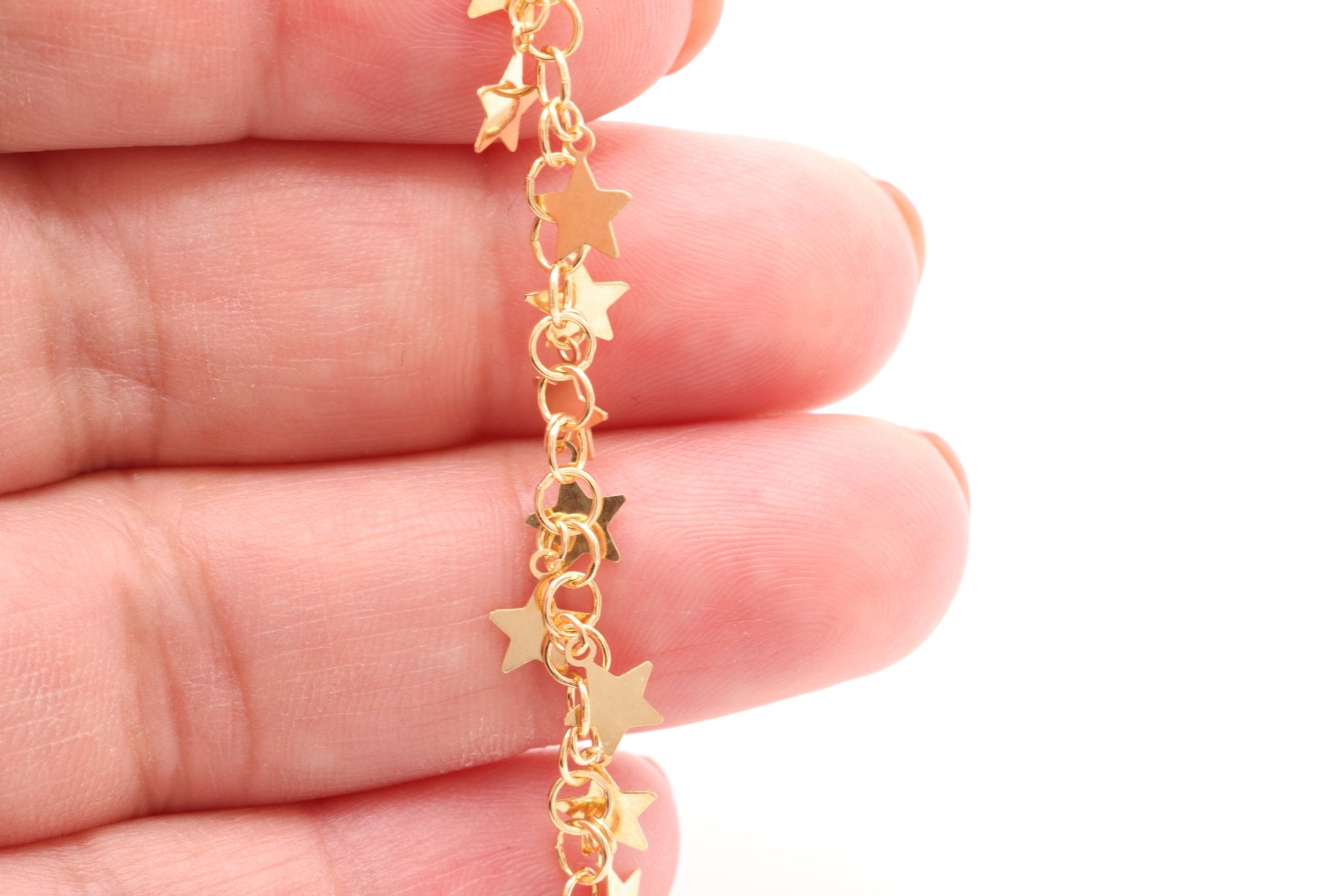 5mm Star Cable Chain, Gold - Plated over Sterling Silver, Bulk DIY Spool Pay Per Foot Jewelry Making Chain - HarperCrown