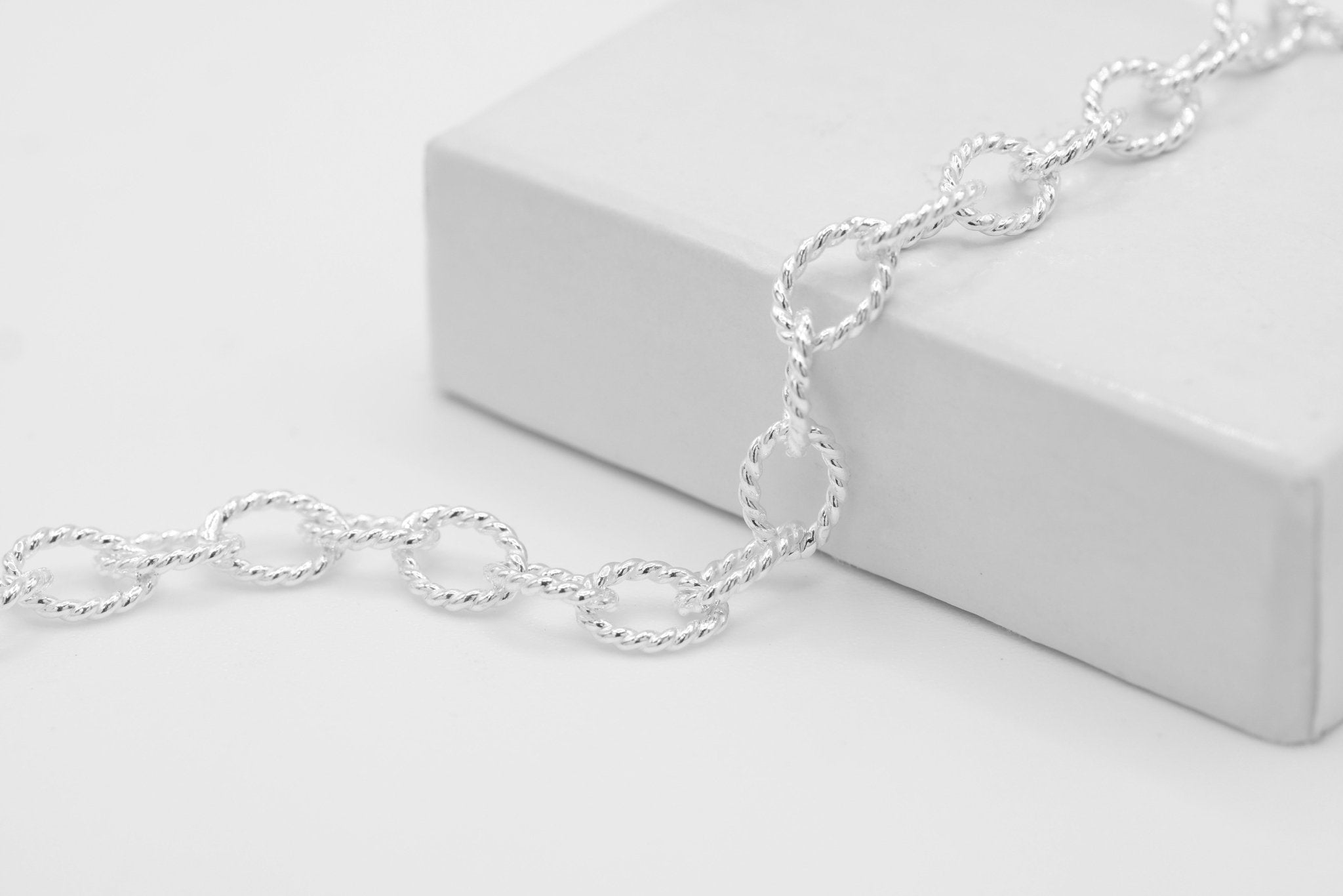 5mm Twisted Knurled Chain, 925 Sterling Silver, Wholesale, Pay Per Foot, Jewelry Making Chain - HarperCrown