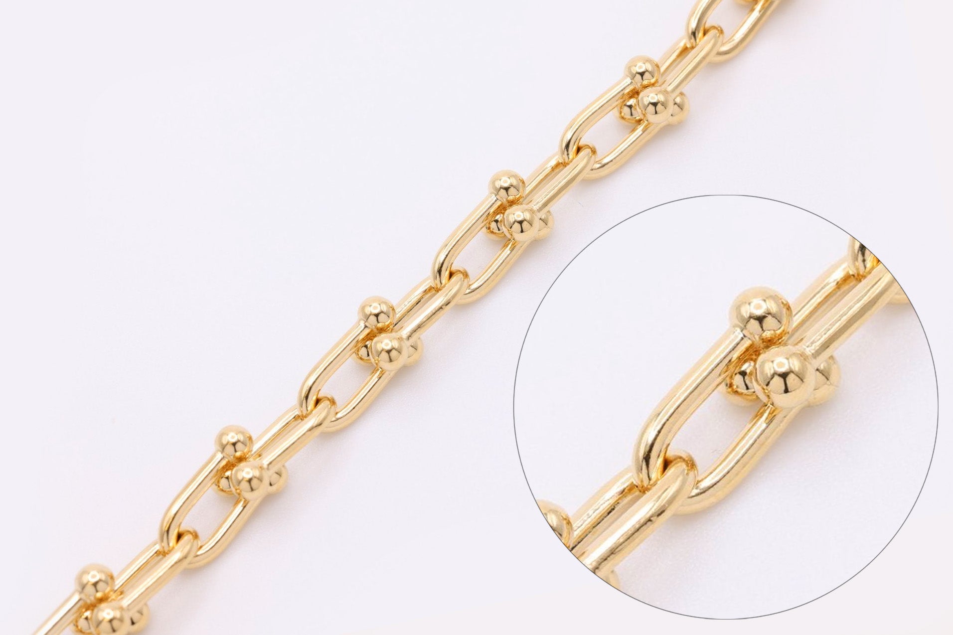 5mm x 10mm Evelyn U Shaped Link Chain, 14K Gold Overlay Plated, Wholesale Jewelry Chain - HarperCrown