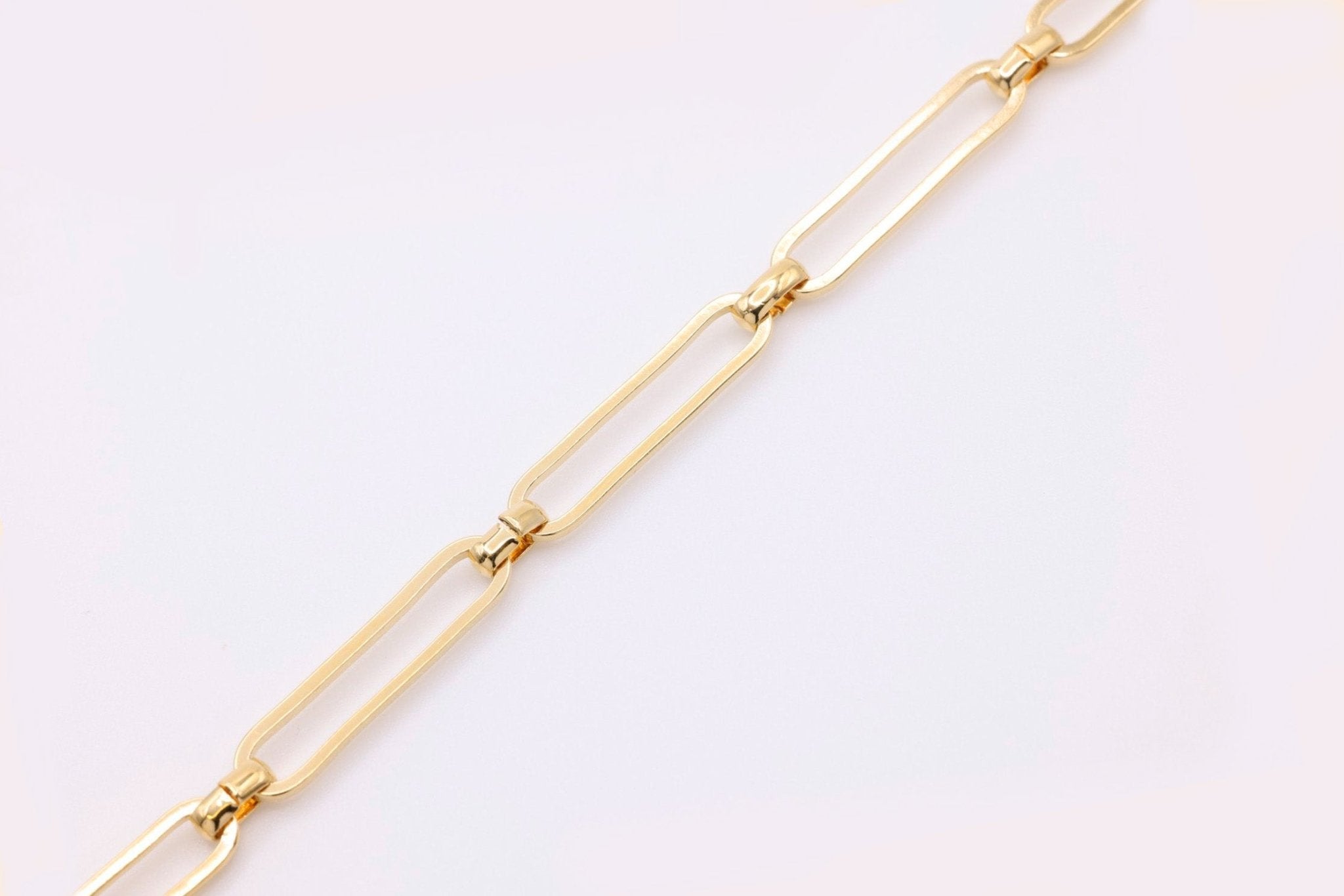 5mm x 21mm Mila Paperclip Rondel Chain, 14K Gold Overlay Plated, Wholesale Jewelry Chain - HarperCrown