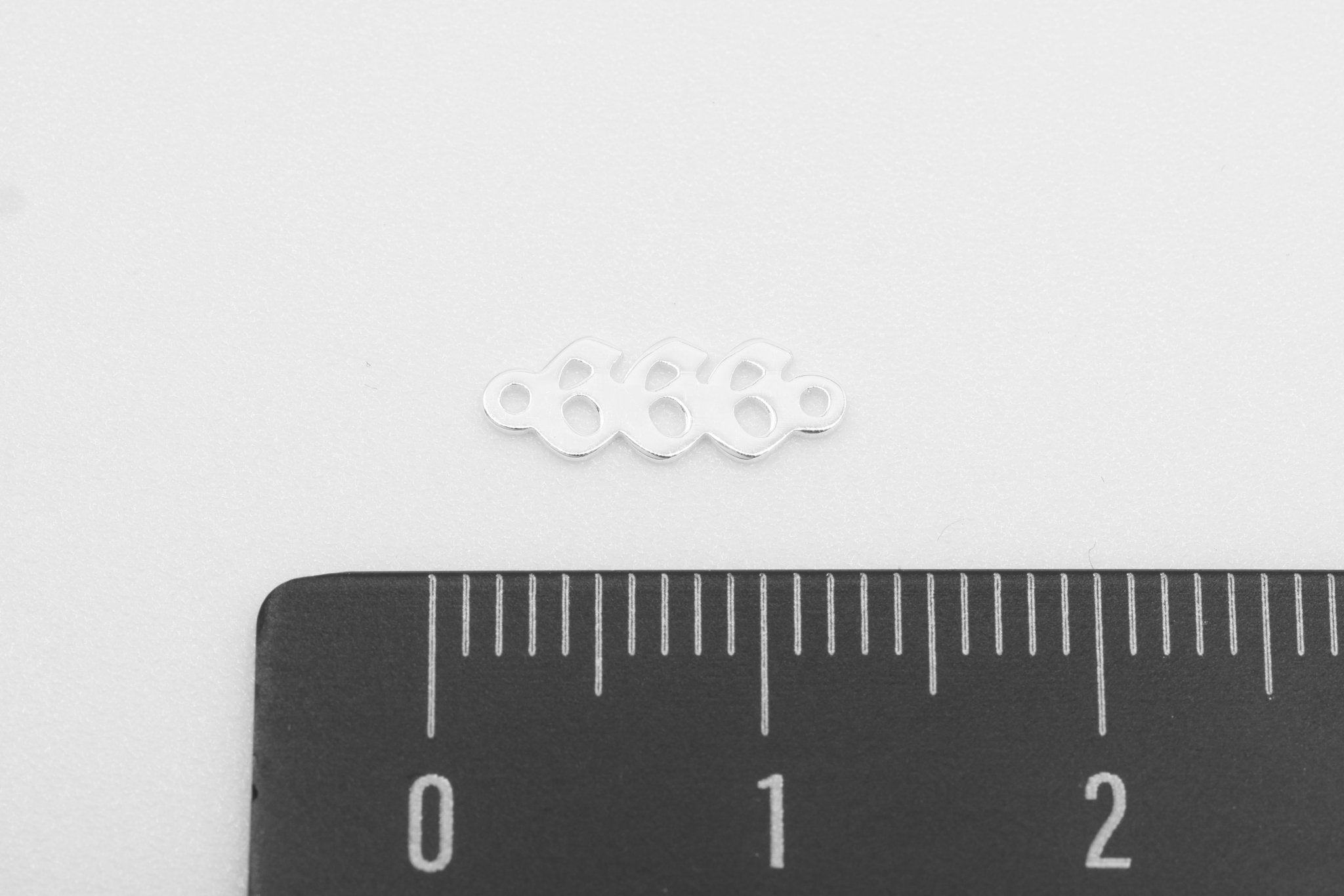 666 Angel Number Charm, 925 Sterling Silver, 9mm x 3mm, Bulk DIY Wholesale Jewelry Making Charm - HarperCrown