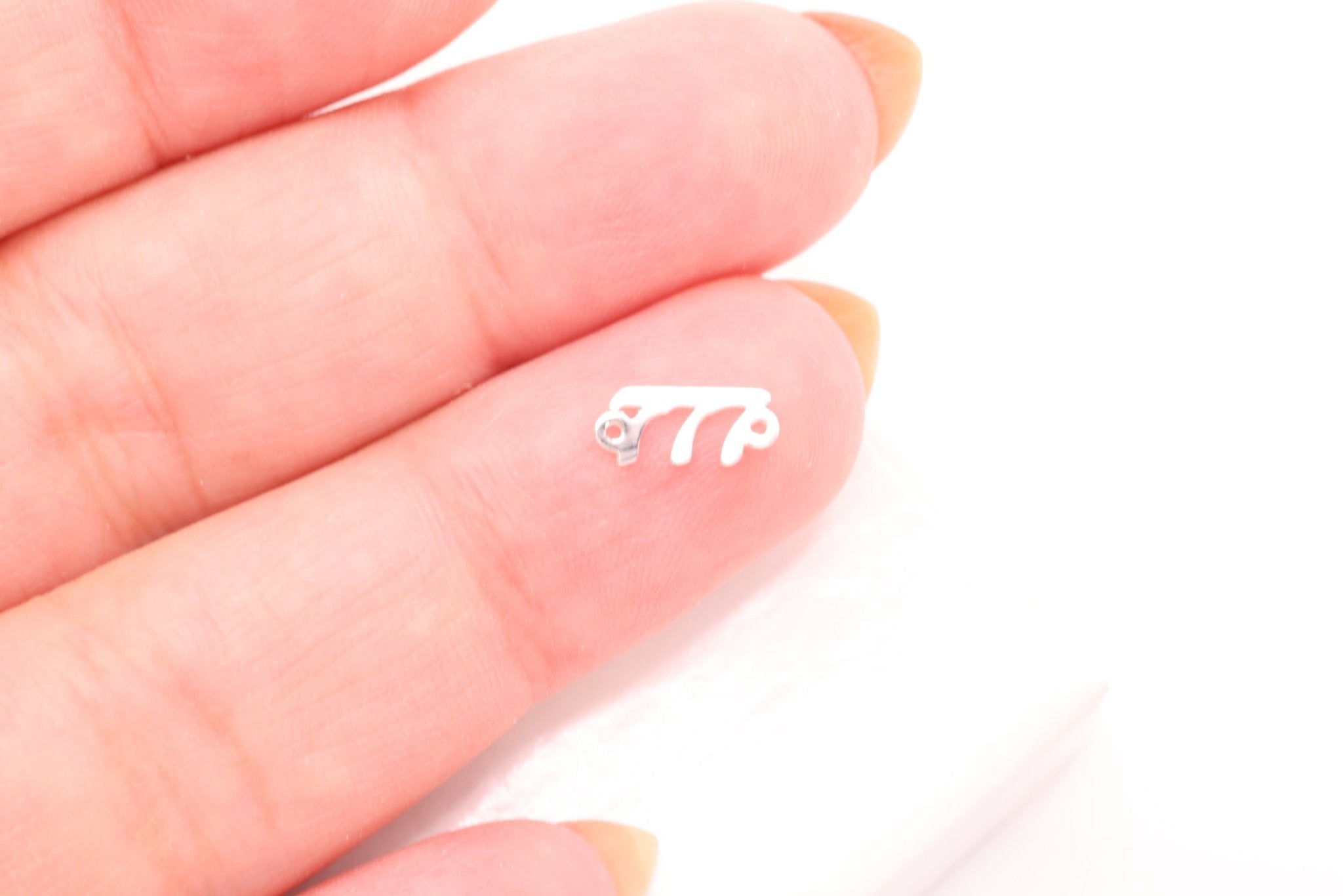 777 Angel Number Charm, 925 Sterling Silver, 9mm x 3mm, Bulk DIY Wholesale Jewelry Making Charm - HarperCrown