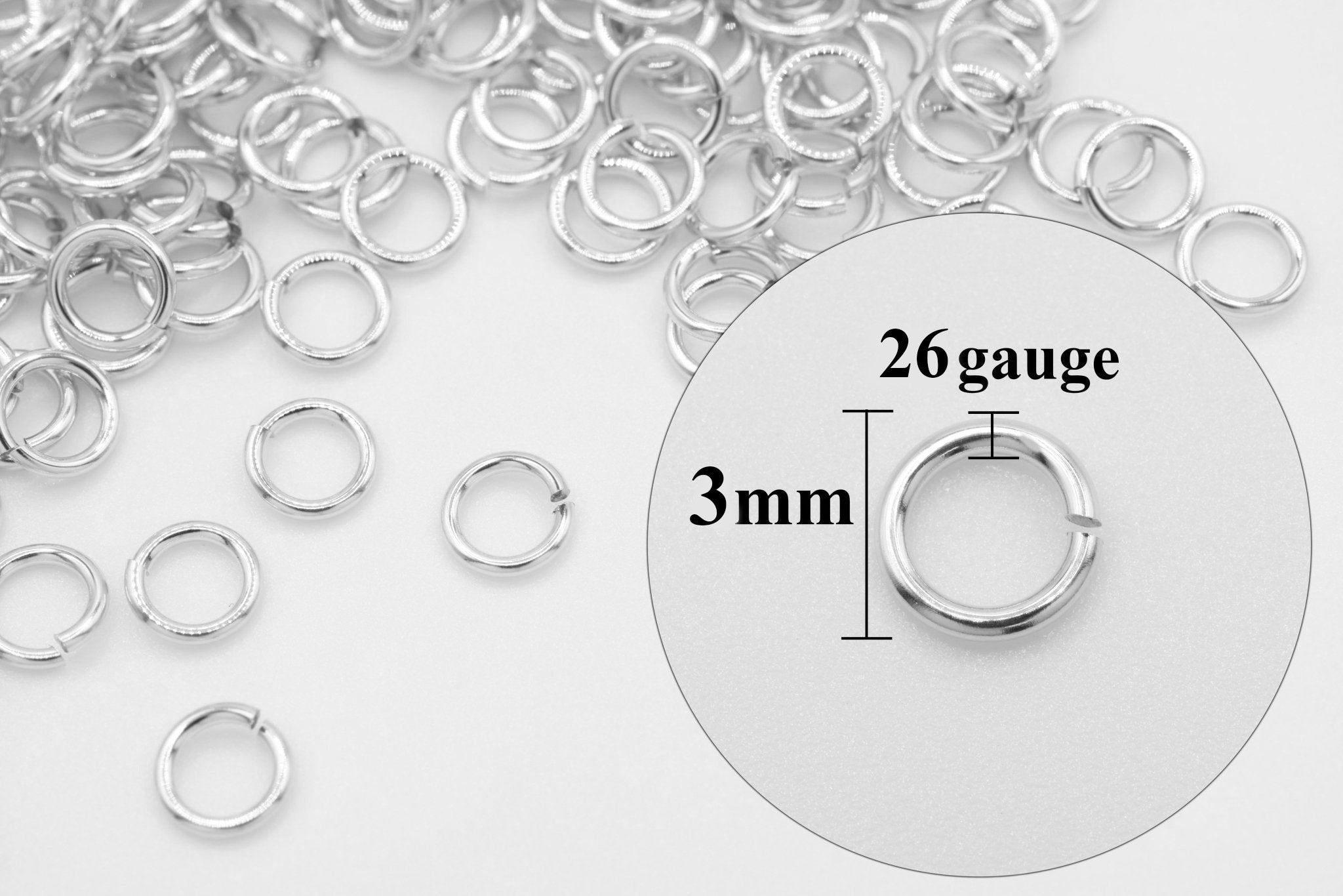 925 Sterling Silver 26 Gauge 3mm Open Jump Rings, 25 Piece Pack, Wholesale - HarperCrown