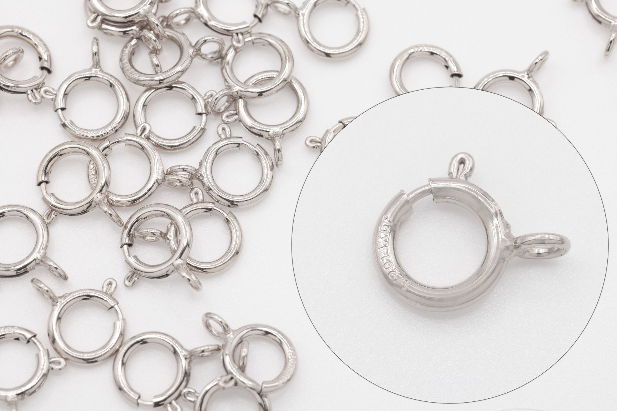 925 Sterling Silver 6mm Spring Ring Clasp, 5 Piece Pack, Closed Ring - HarperCrown