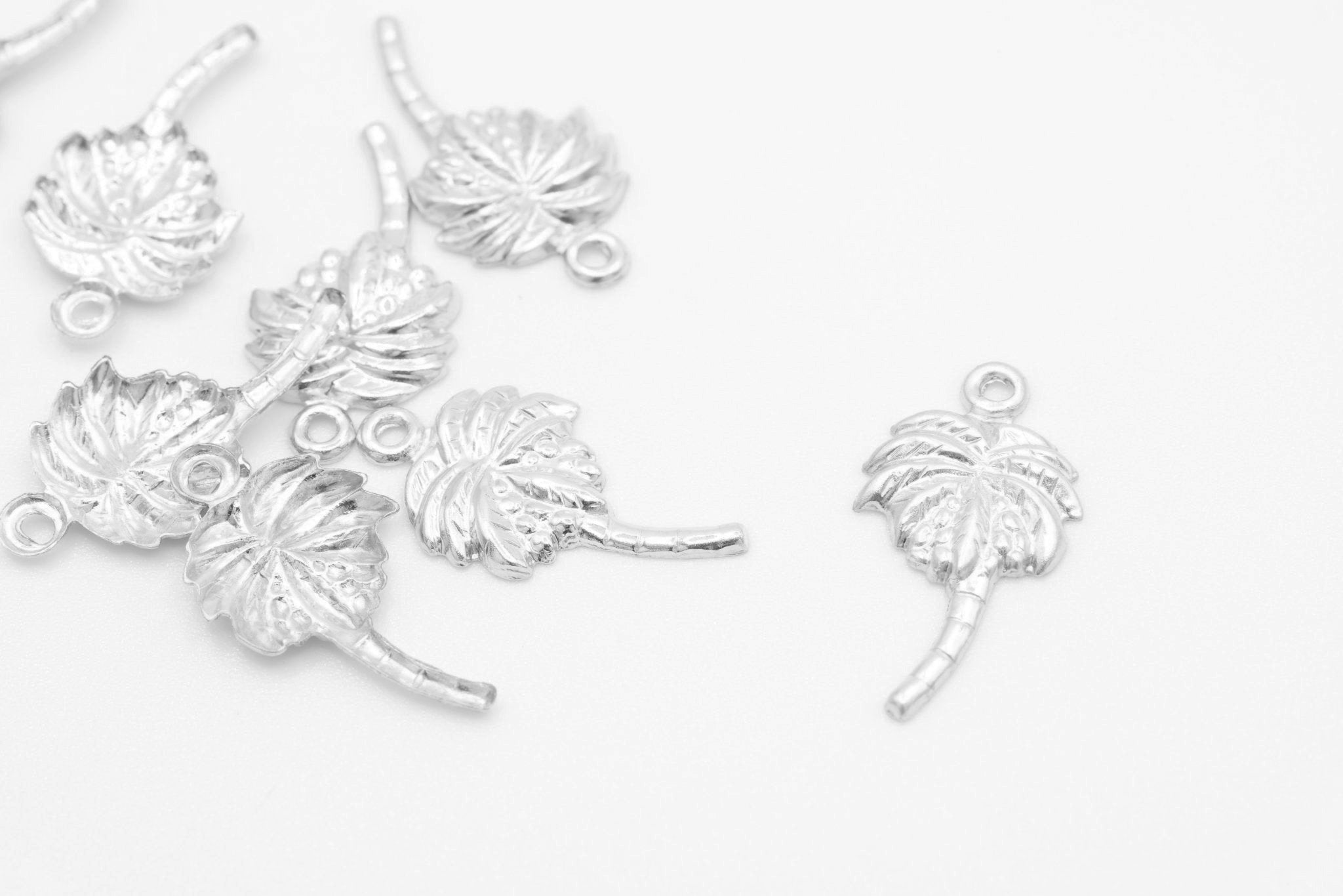 925 Sterling Silver Palm Tree Charm, Drop Tropical Island Charm, Wholesale Jewelry Making Charm - HarperCrown