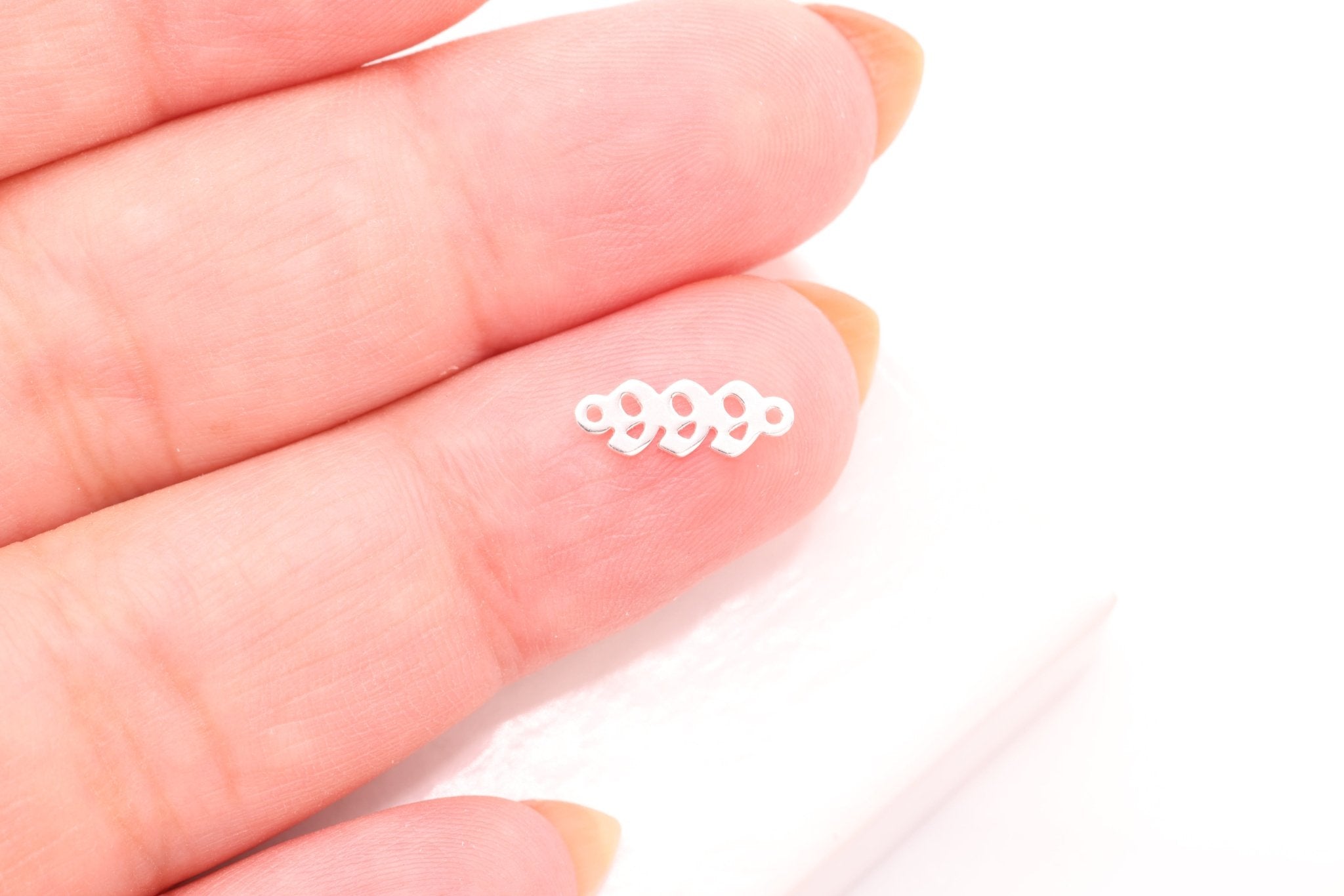 999 Angel Number Charm, 925 Sterling Silver, 9mm x 3mm, Bulk DIY Wholesale Jewelry Making Charm - HarperCrown