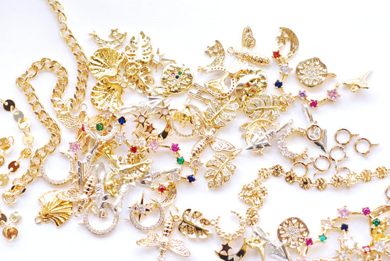 300Pcs Charms for Jewelry Making, Wholesale Bulk Assorted Gold