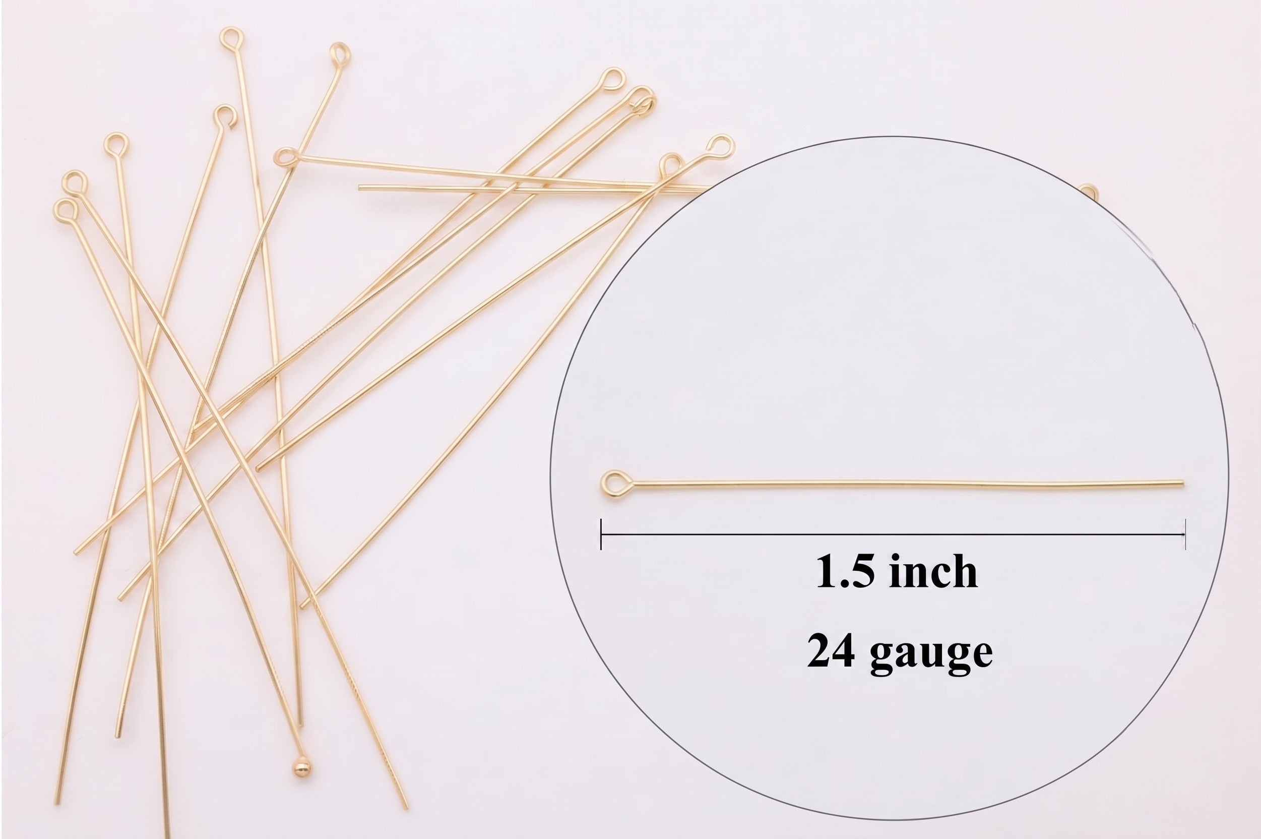 14/20 Gold-Filled Eyepin 24 Gauge 1.5 Inch, 10 Piece Pack