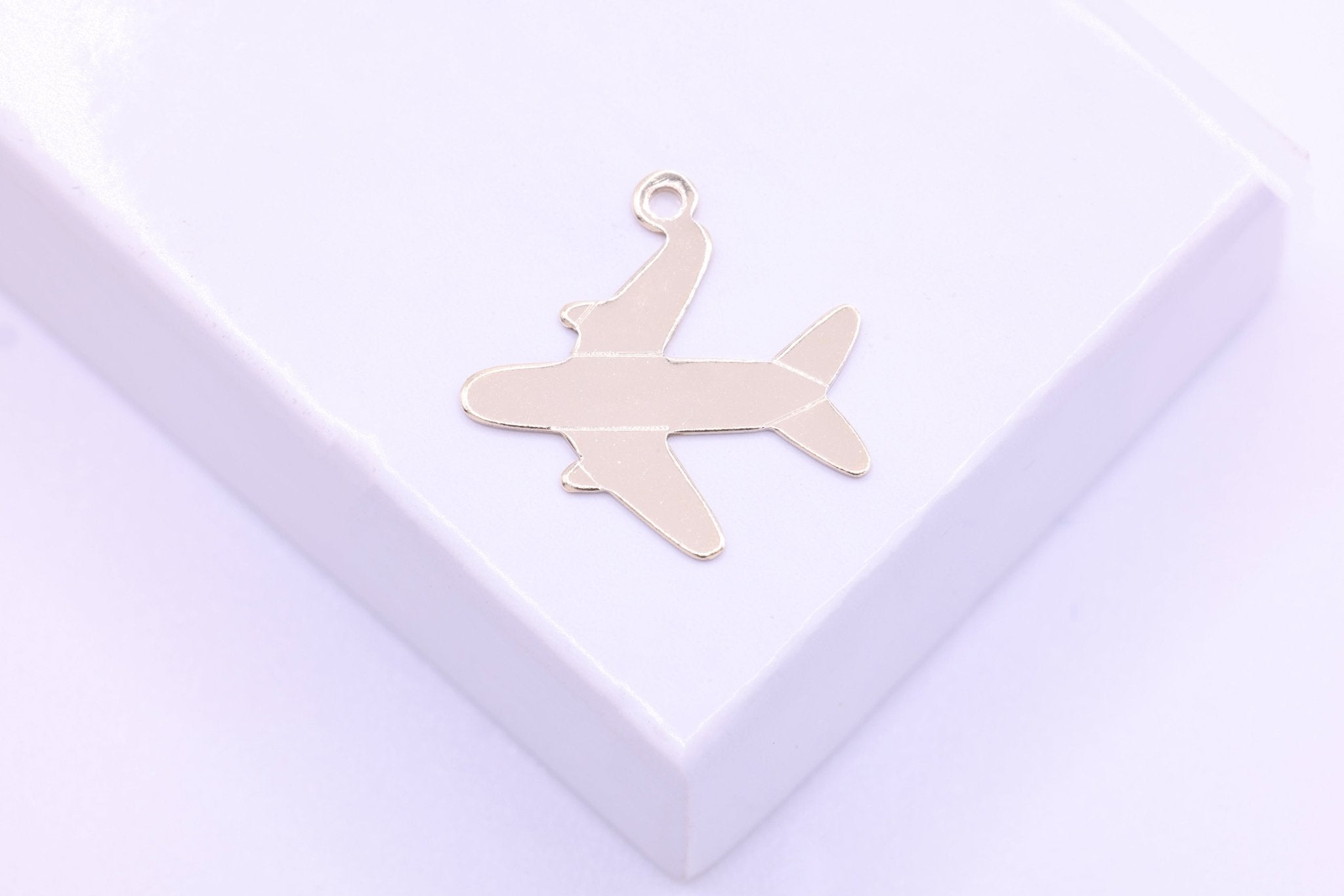 Airplane Charm, 14/20 Gold - Filled, Wholesale, 15mm x 15mm, Bulk Jewelry Making Charm - HarperCrown