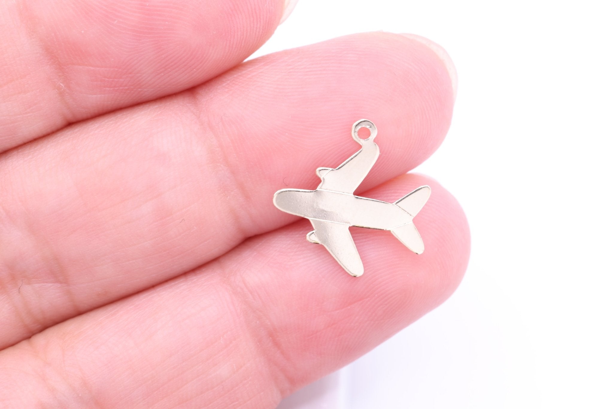 Airplane Charm, 14/20 Gold - Filled, Wholesale, 15mm x 15mm, Bulk Jewelry Making Charm - HarperCrown
