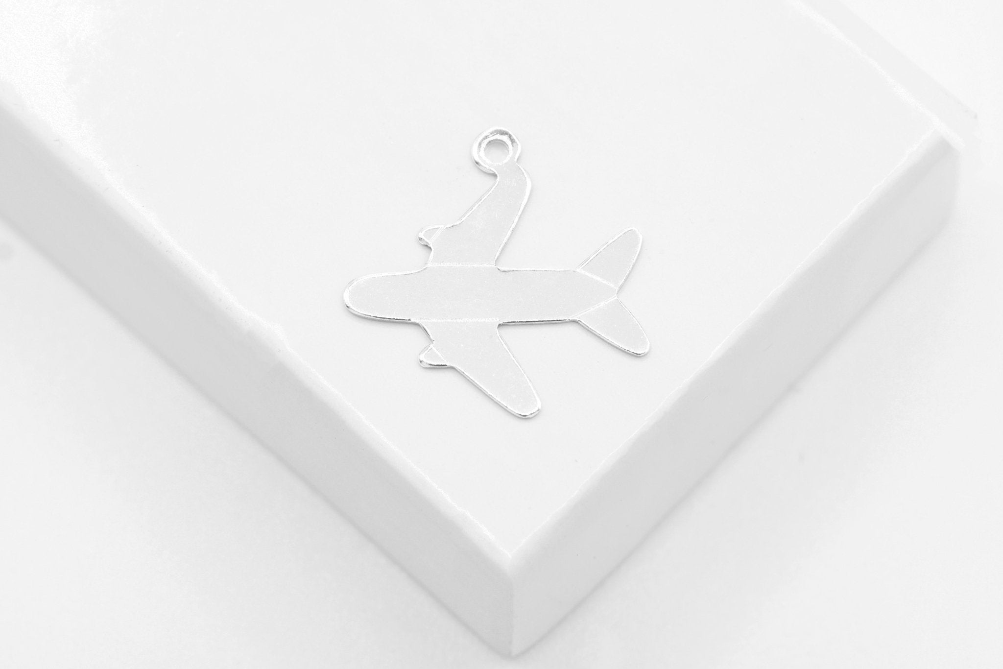 Airplane Charm, 925 Sterling Silver, Wholesale, 15mm x 15mm, Bulk Jewelry Making Charm - HarperCrown