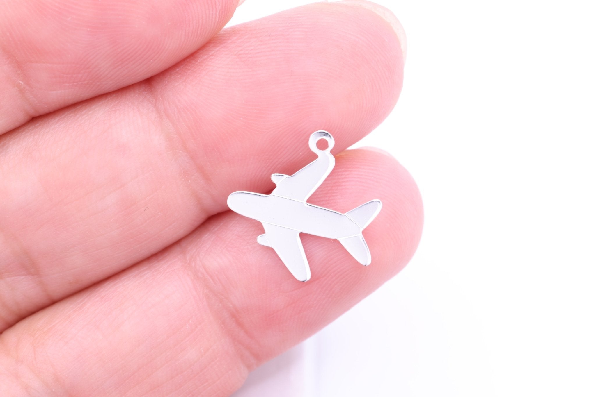 Airplane Charm, 925 Sterling Silver, Wholesale, 15mm x 15mm, Bulk Jewelry Making Charm - HarperCrown