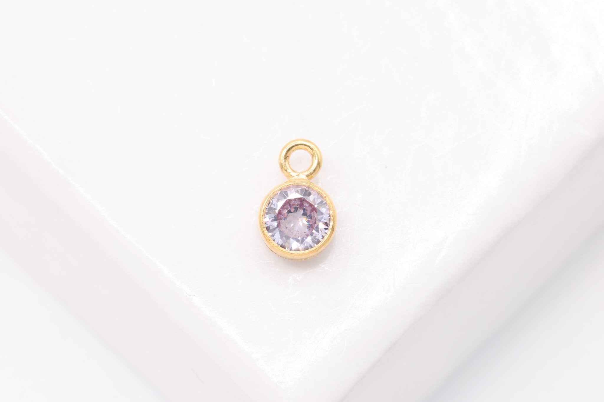 Alexandrite Birthstone CZ, Wholesale, 14/20 Gold - Filled, Drop Charm, June Birthstone, Horizontal Bail - HarperCrown