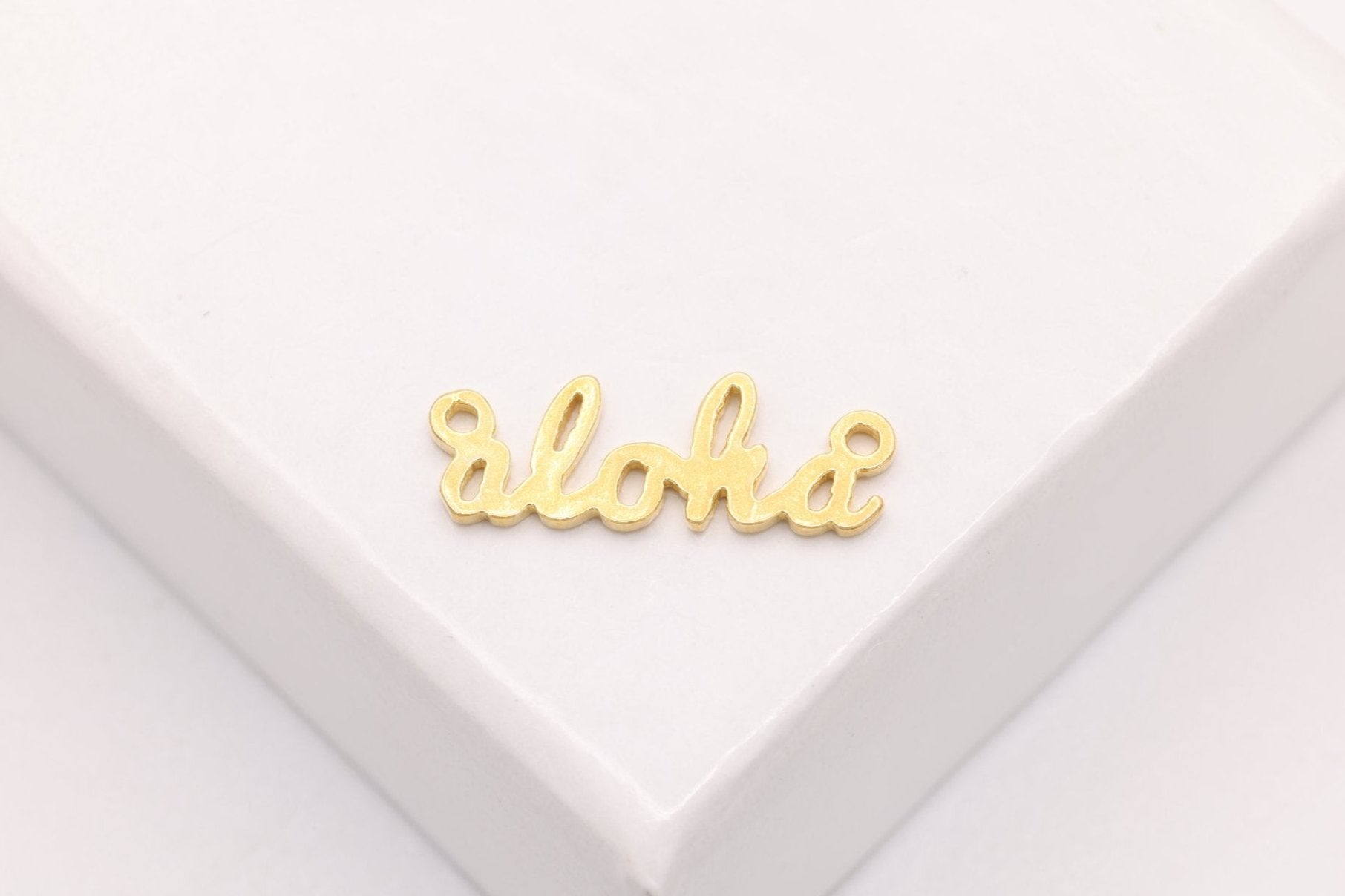 Aloha Connector Charm, Gold - Plated over Sterling Silver, 13mm x 4mm, Bulk DIY Wholesale Jewelry Making Charm - HarperCrown