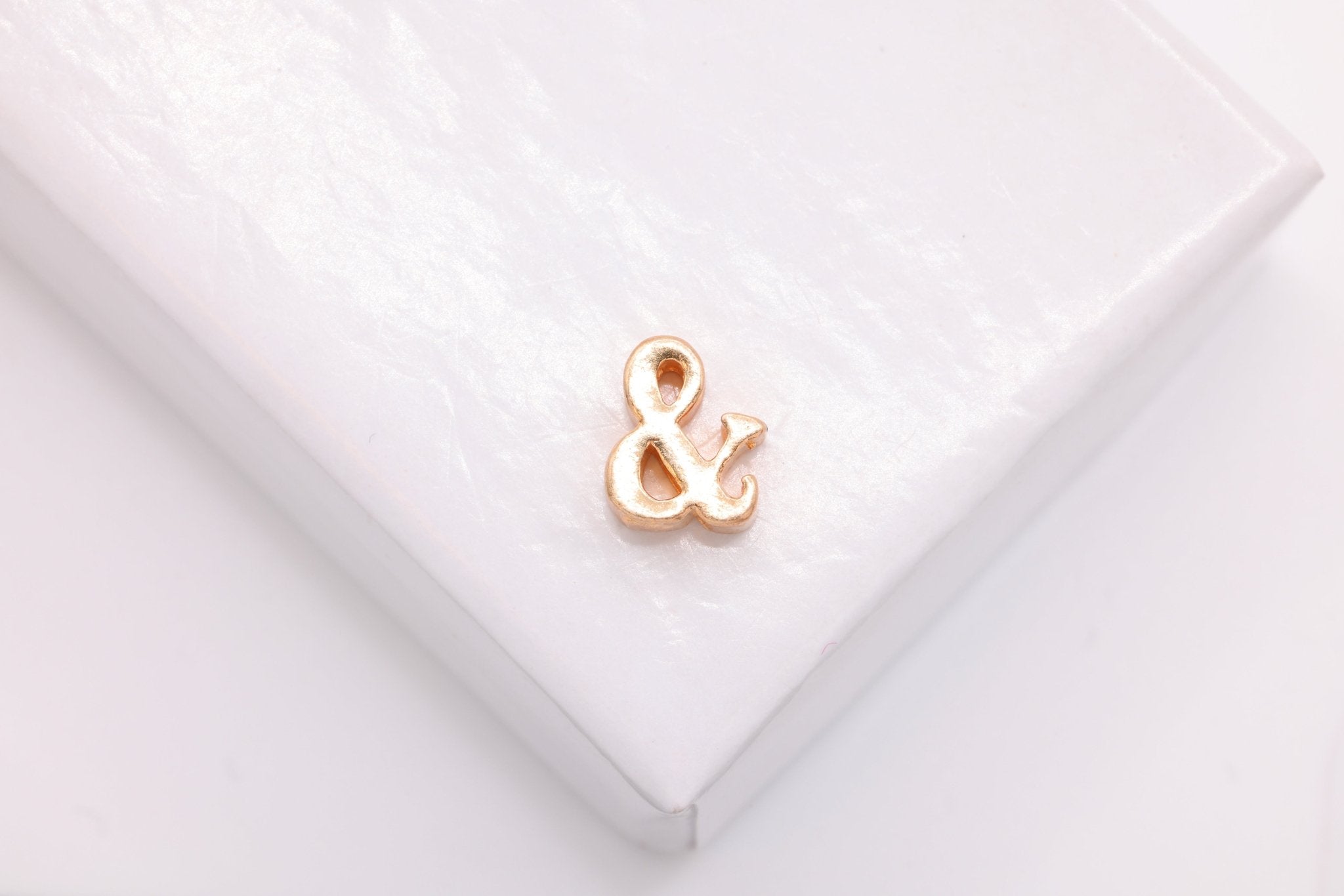 Ampersand "&" Letter Bead Charm, Wholesale, 18K Rose Gold - Plated 925 Sterling Silver, 7mm x 6mm - HarperCrown