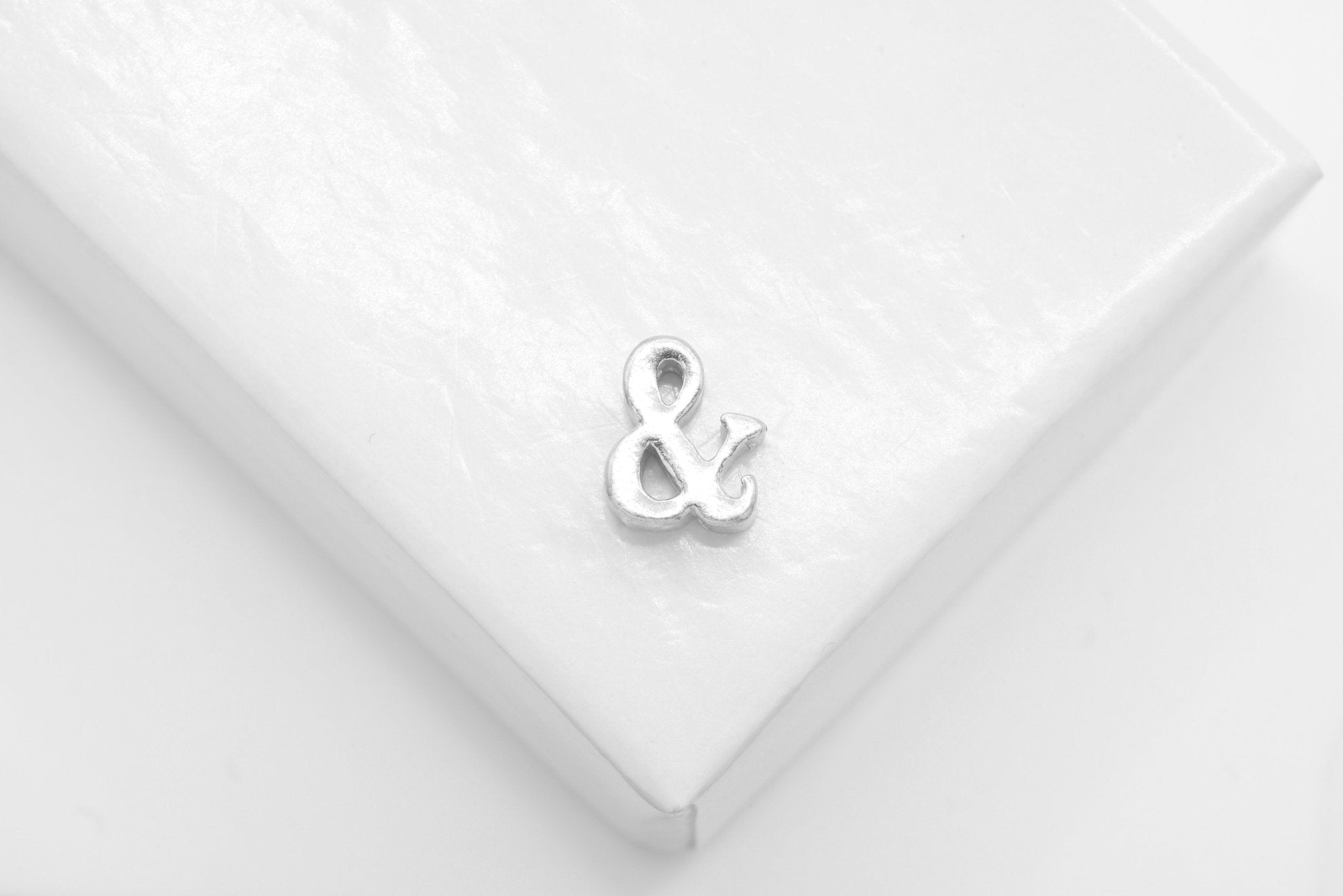Ampersand "&" Letter Bead Charm, Wholesale, 925 Sterling Silver, 7mm x 6mm - HarperCrown