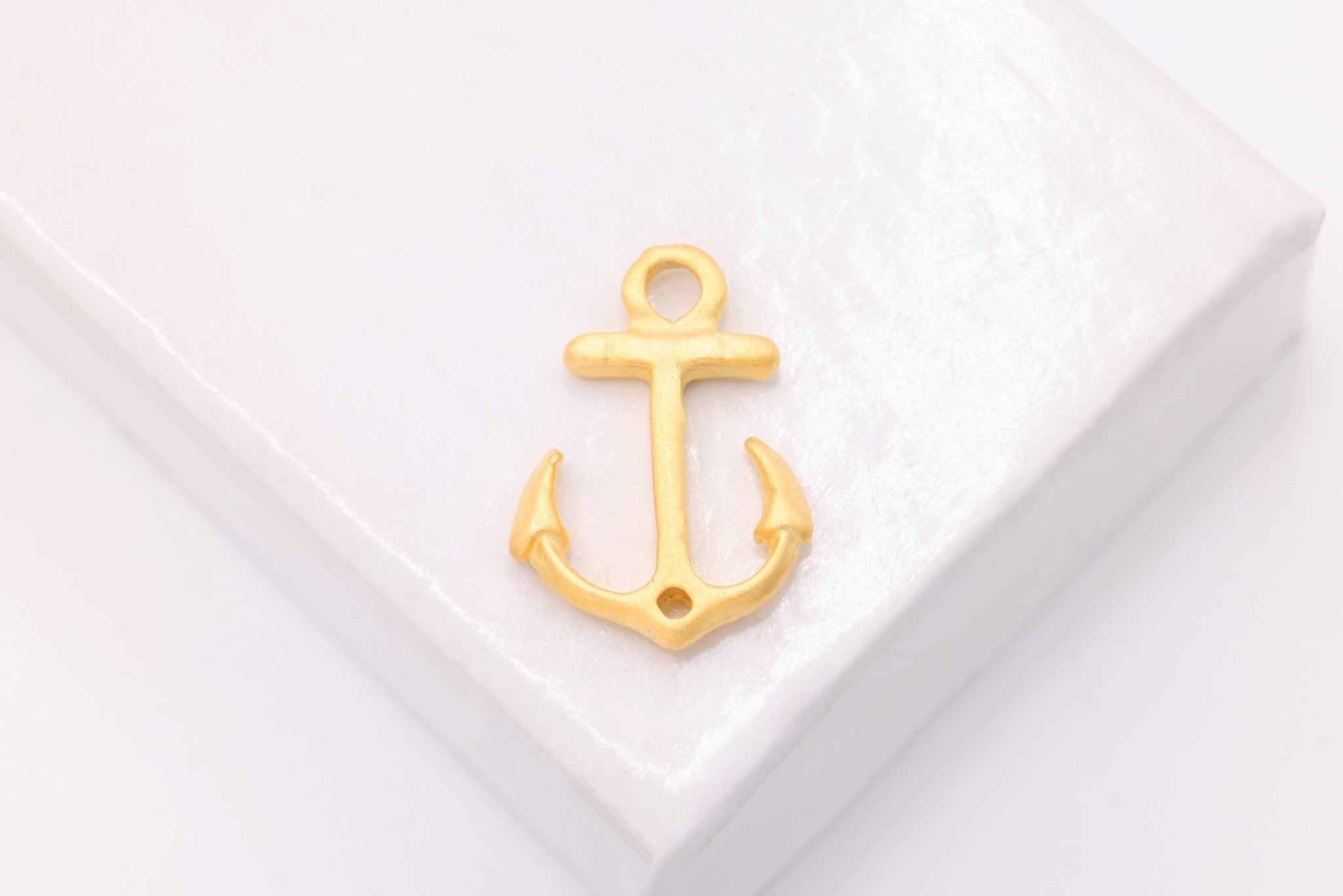 Anchor Connector Charm, Wholesale, 18K Matte Gold - Plated 925 Sterling Silver, 15mm x 11mm, Link Spacer Connector Sailor Nautical - HarperCrown