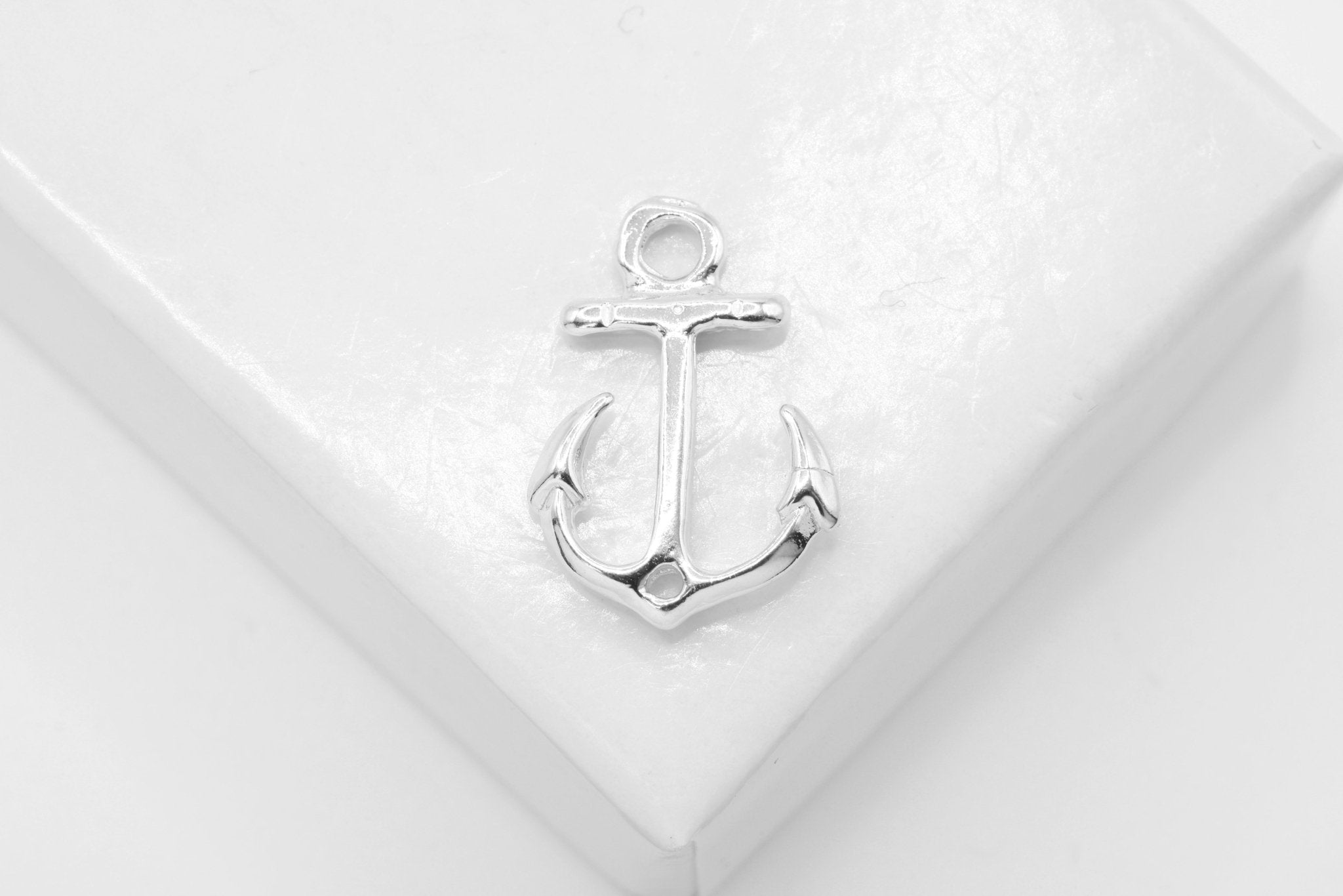 Anchor Connector Charm, Wholesale, 925 Sterling Silver, 15mm x 11mm, Link Spacer Connector Sailor Nautical - HarperCrown