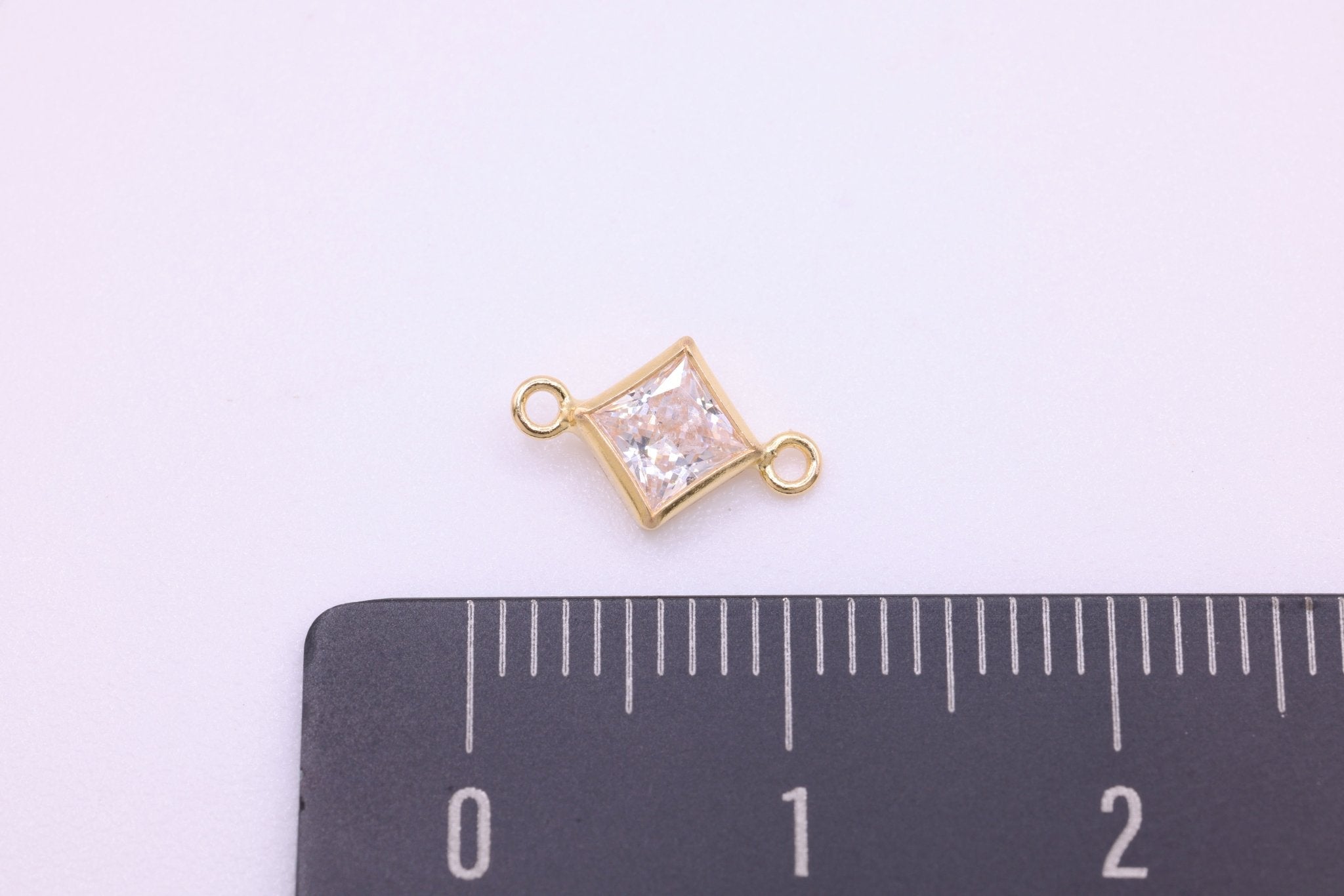 April Birthstone Diamond CZ Connector Bezel Frame, 14/20 Gold - Filled, 4mm - HarperCrown
