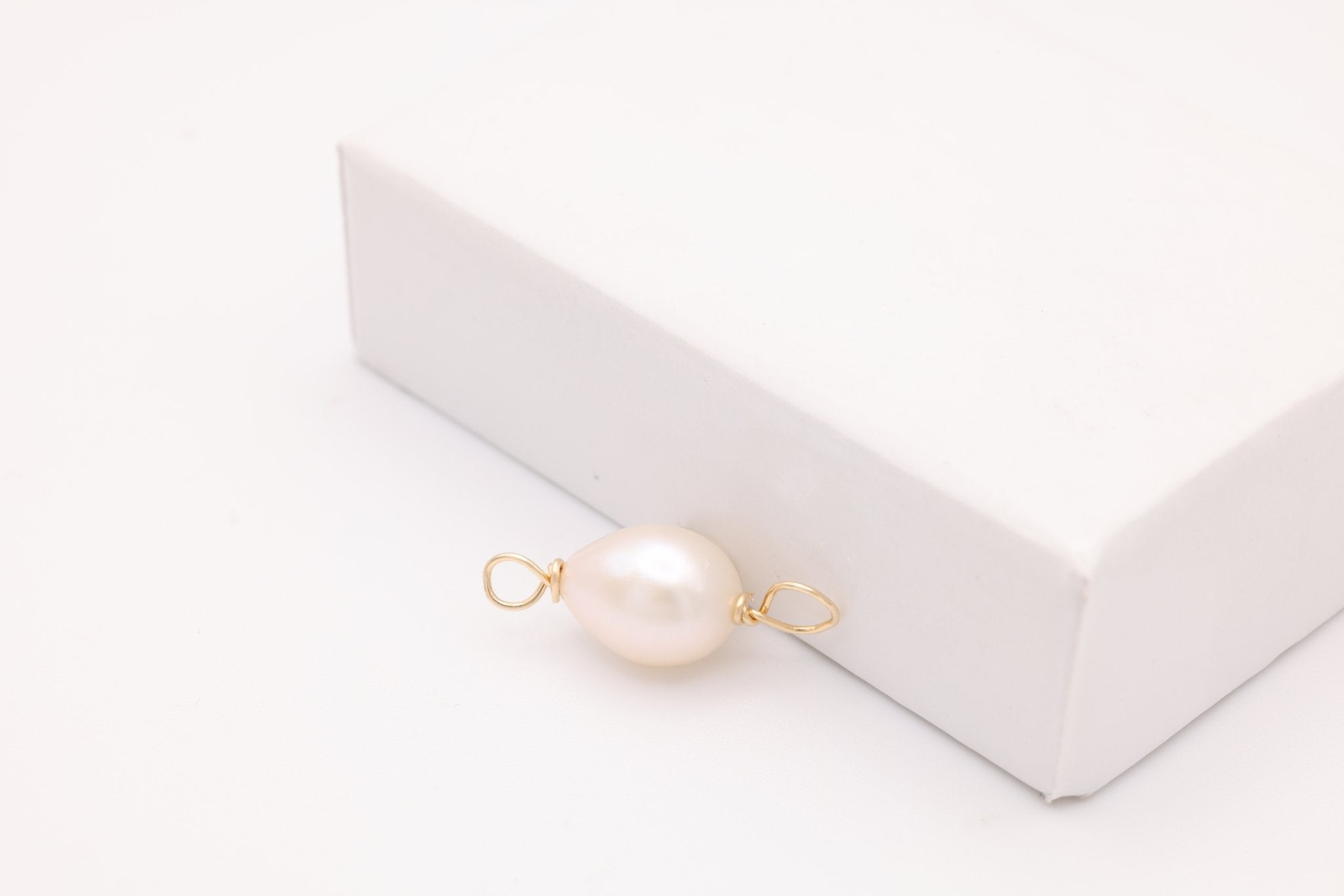 Baroque Freshwater Pearl Connector Charm, Gold - Filled, 17mm x 6mm, Wire Wrapped Pearl, Bulk DIY Wholesale Jewelry Making Charm - HarperCrown
