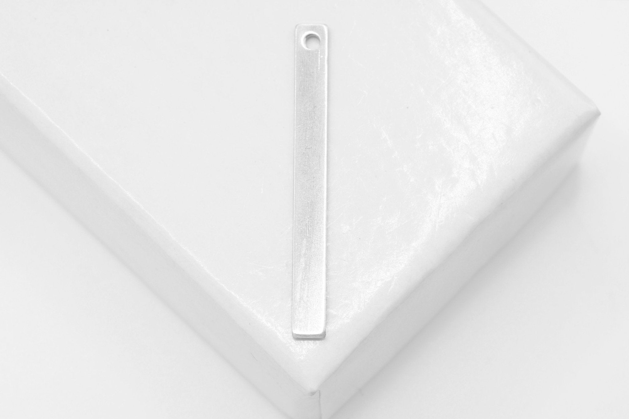 Blank Bar Charm, 925 Sterling Silver, 25mm x 2.5mm, Bar Drop Dangle Charm One Hole - HarperCrown