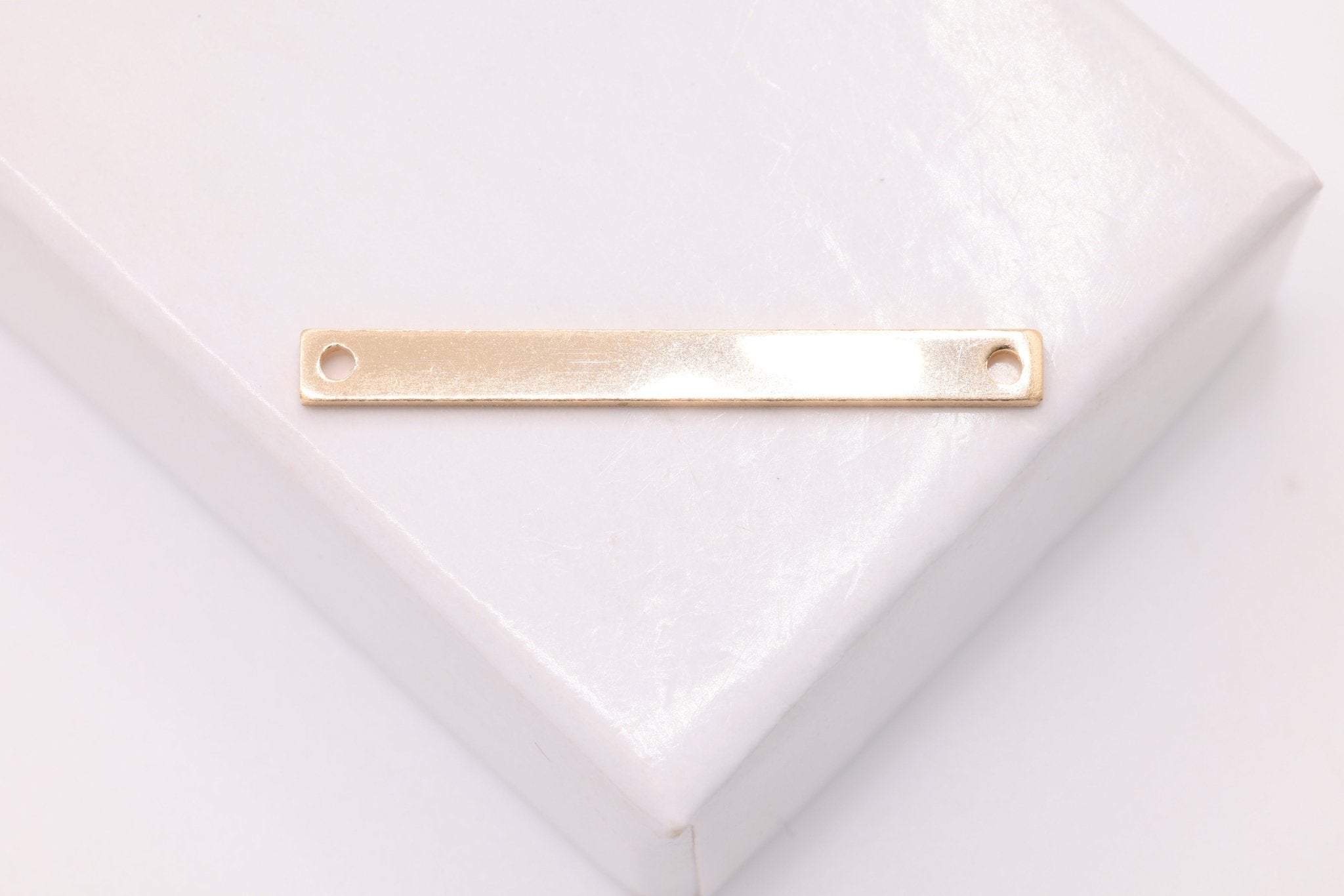 Blank Bar Connector Charm, 14/20 Gold - Filled, 25mm x 2.5mm, Link 2 Holes Skinny Bar - HarperCrown