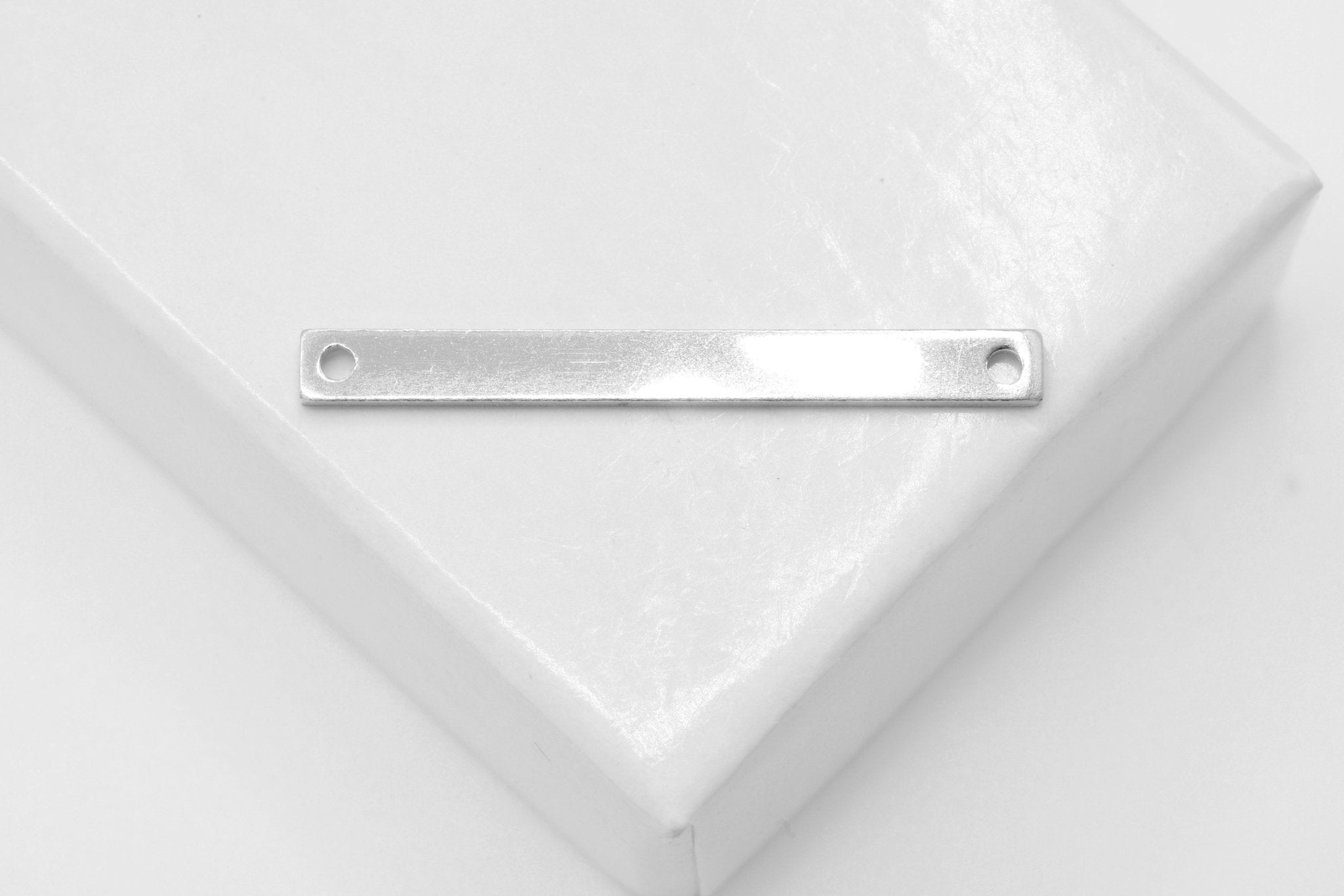 Blank Bar Connector Charm, 925 Sterling Silver, 25mm x 2.5mm, Link 2 Holes Skinny Bar - HarperCrown
