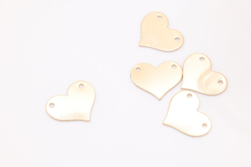 Blank Heart Wholesale Stamping Connector Charm - 14k gold filled, 14k rose gold filled, or sterling silver 24 gauge, Personalized Heart blanks, E137 - HarperCrown