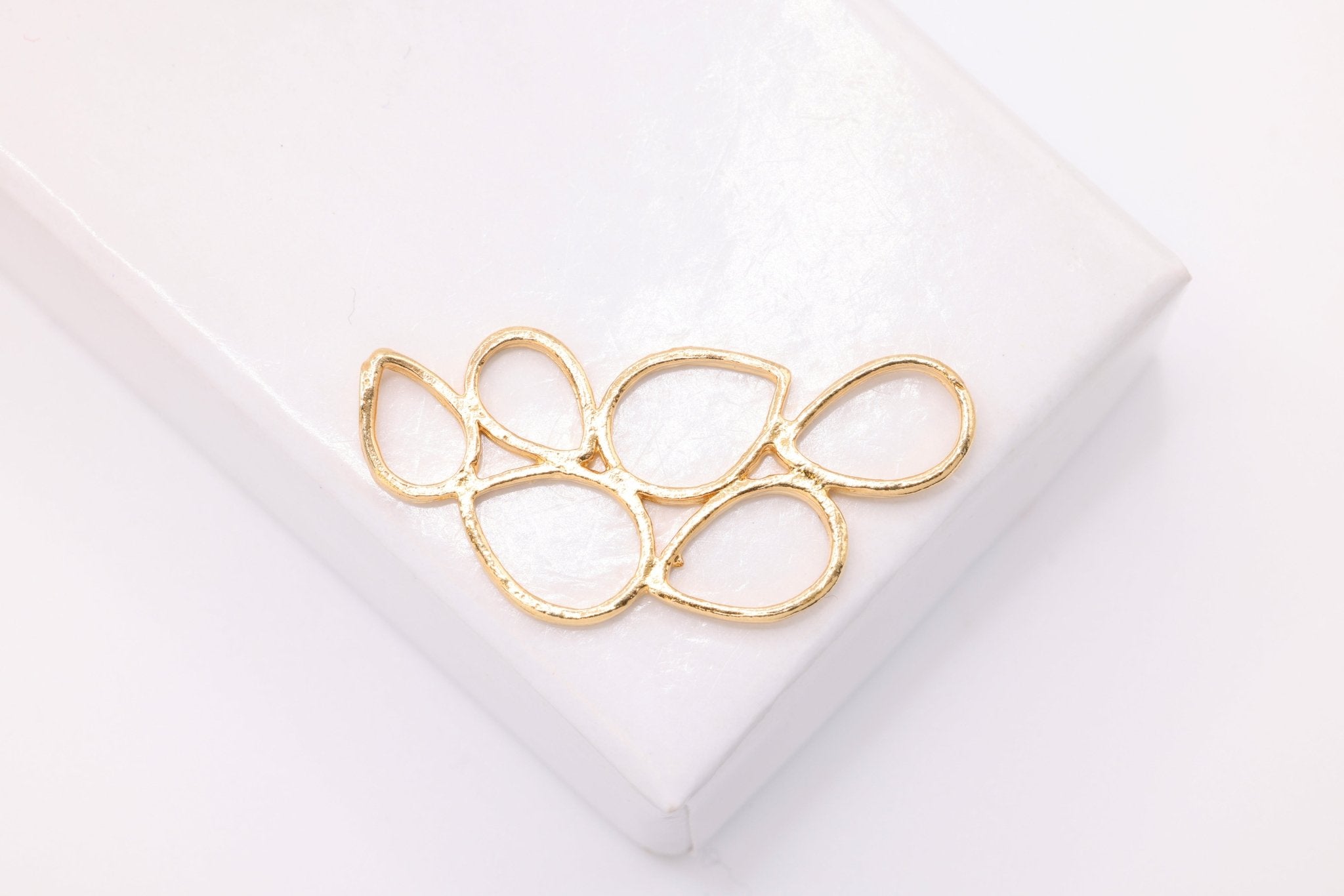 Bubble Tear Drop Filigree Connector, Wholesale, 18K Gold - Plated 925 Sterling Silver, 27mm x 13mm - HarperCrown