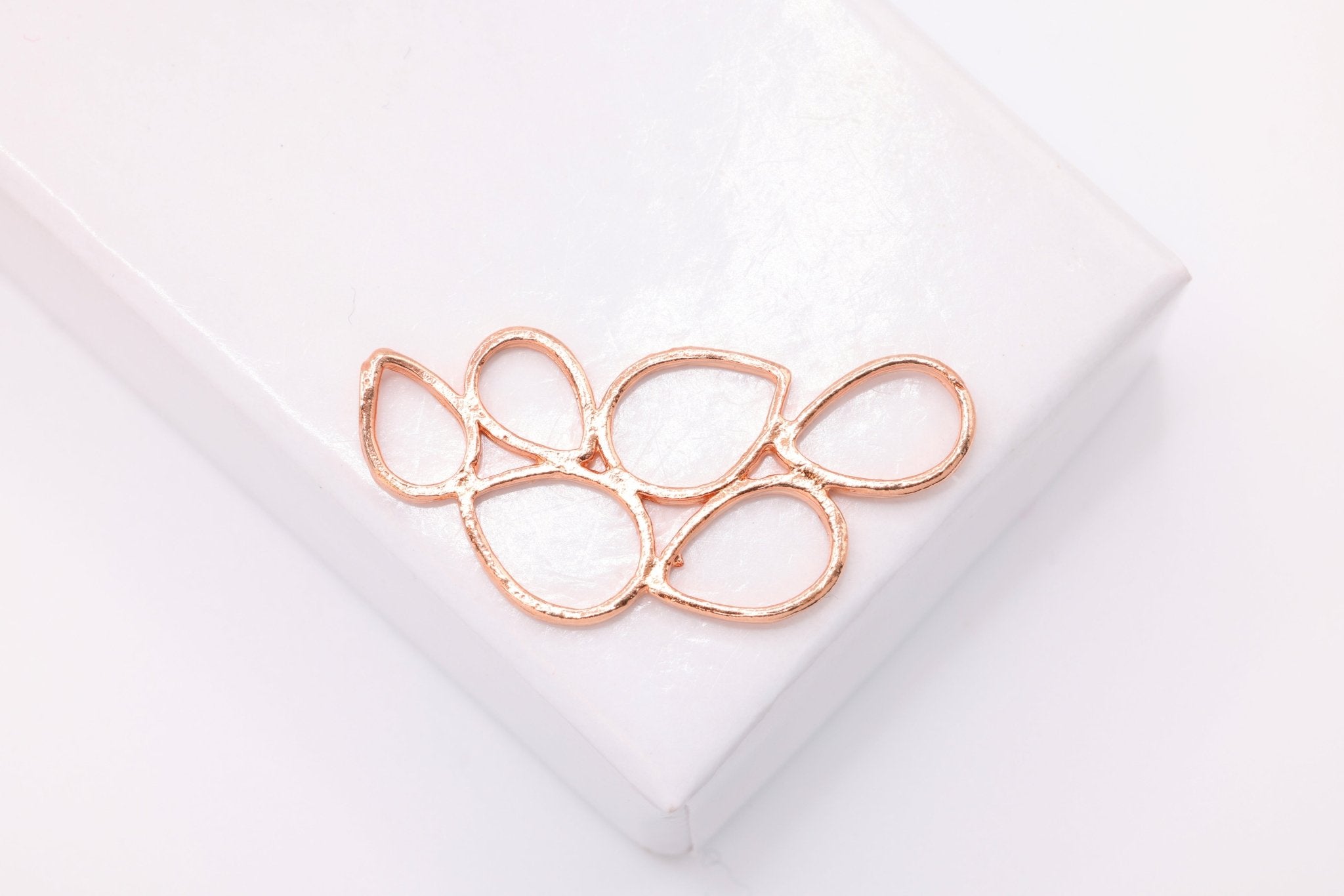 Bubble Tear Drop Filigree Connector, Wholesale, 18K Rose Gold - Plated 925 Sterling Silver, 27mm x 13mm - HarperCrown