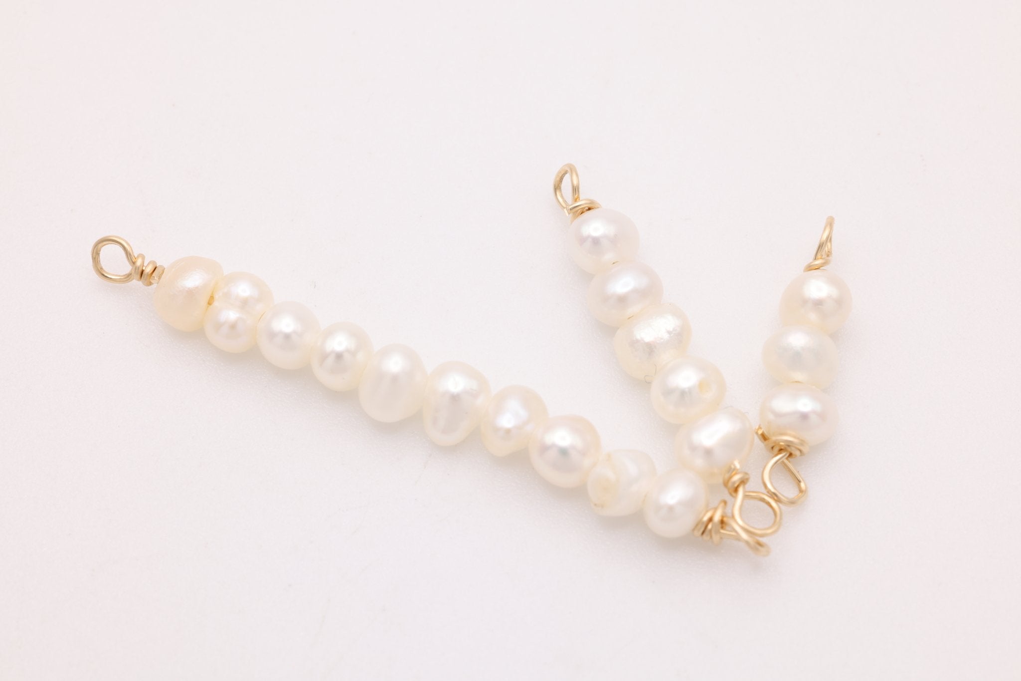 Button Pearl Connector Charm, Gold - Filled, 14mm x 3mm, Wire Wrapped Pearl, Bulk DIY Wholesale Jewelry Making Charm - HarperCrown