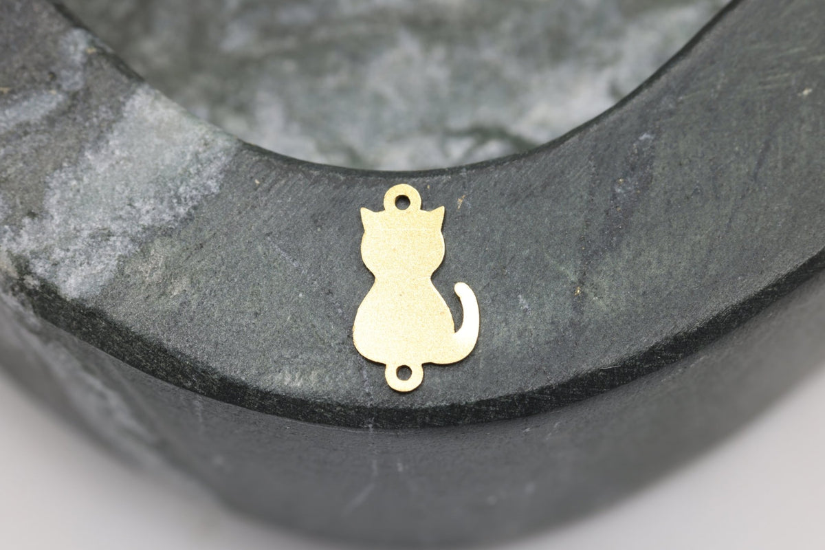 Cat Connector Charm, 14/20 Gold-Filled, 10mm x 5mm, Wholesale, Jewelry Making Charm - HarperCrown