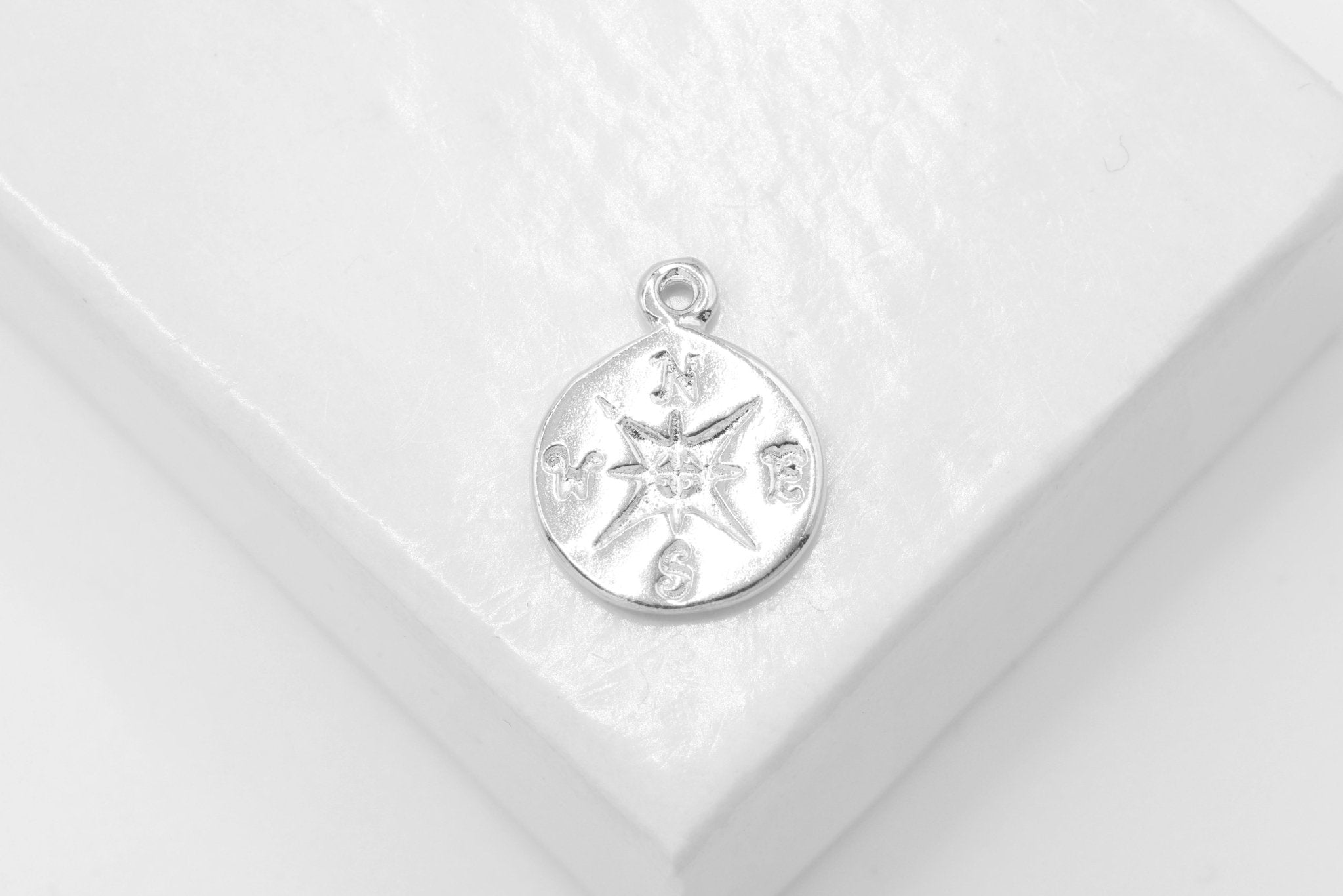 Compass Charm, Wholesale, 925 Sterling Silver, 13mm, True North Charm - HarperCrown