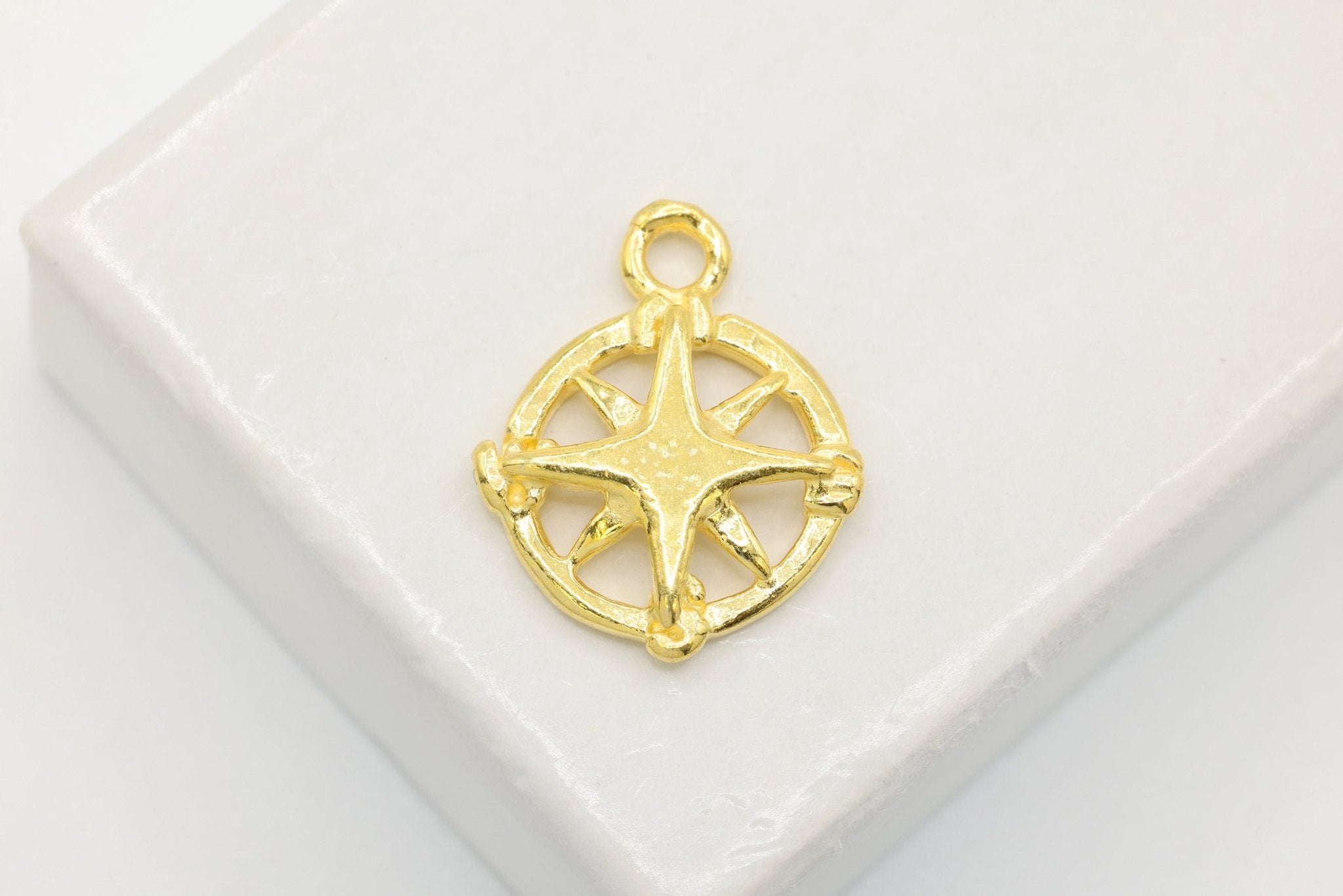 Compass Cutout Charm Wholesale 14K Gold, Solid 14K Gold - HarperCrown