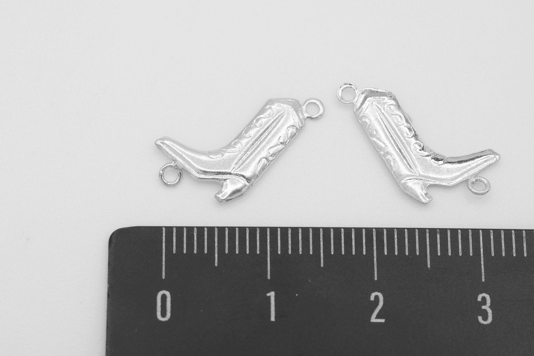 Cowboy Boot Connector Charm, Wholesale, 925 Sterling Silver, 15mm x 10mm, Cowgirl Texas Charm - HarperCrown