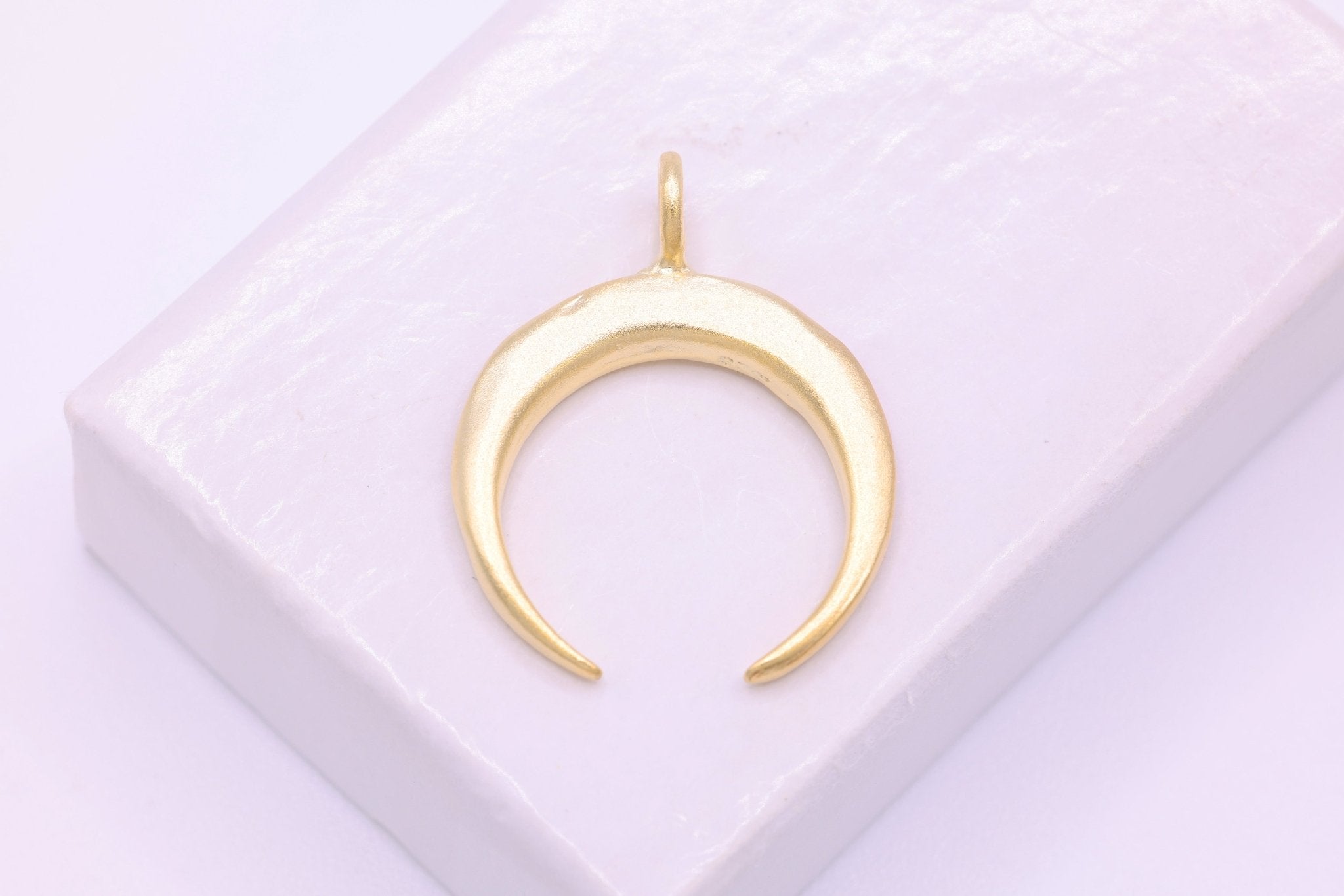 Crescent Half Moon Pendant - Matte Gold 18k gold plated over sterling silver - HarperCrown