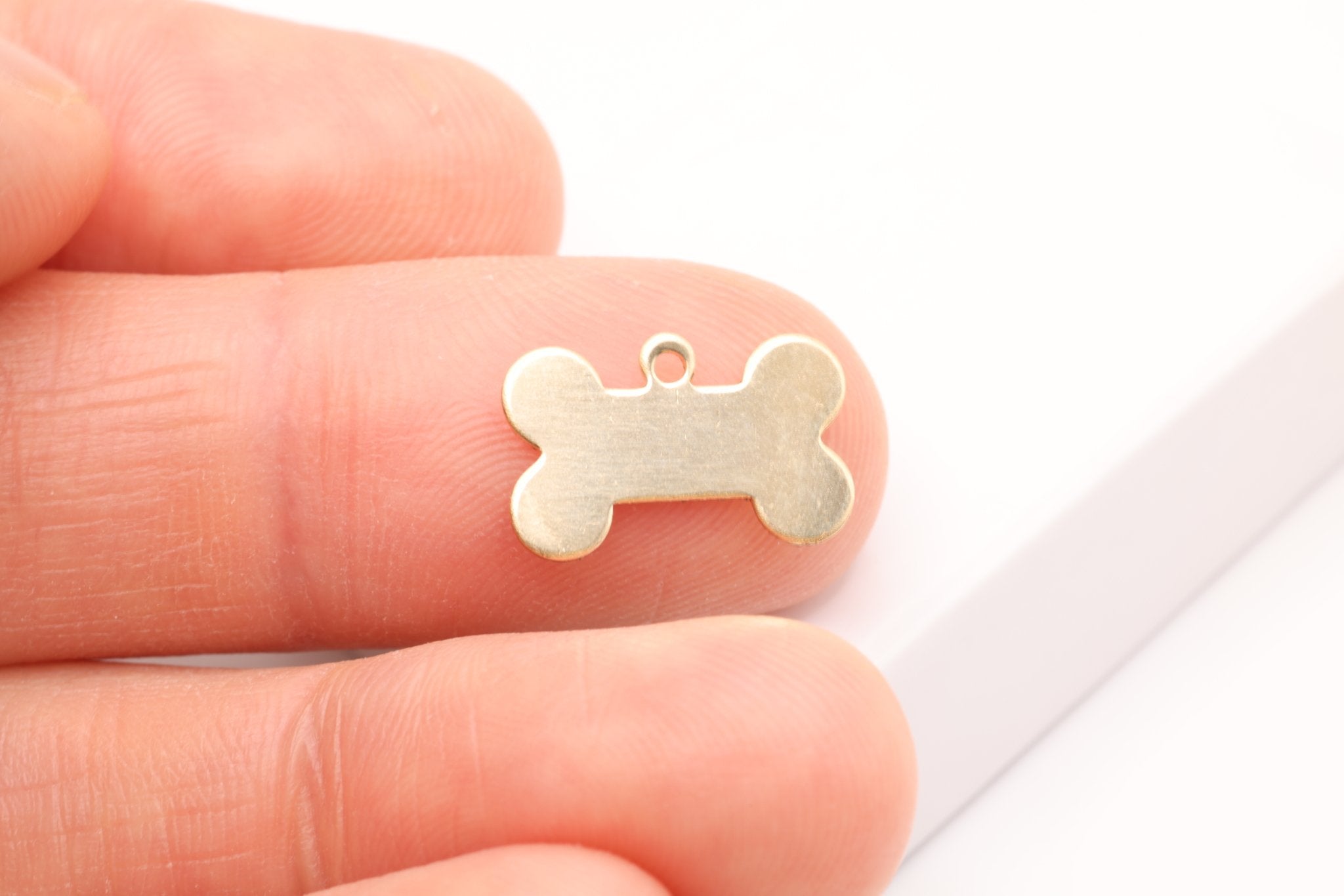 Dog Bone Charm, Gold - Filled, 15mm x 10mm, Stamping and Engravable Dog Tag Bone Charm, Bulk DIY Wholesale Jewelry Making Charm - HarperCrown