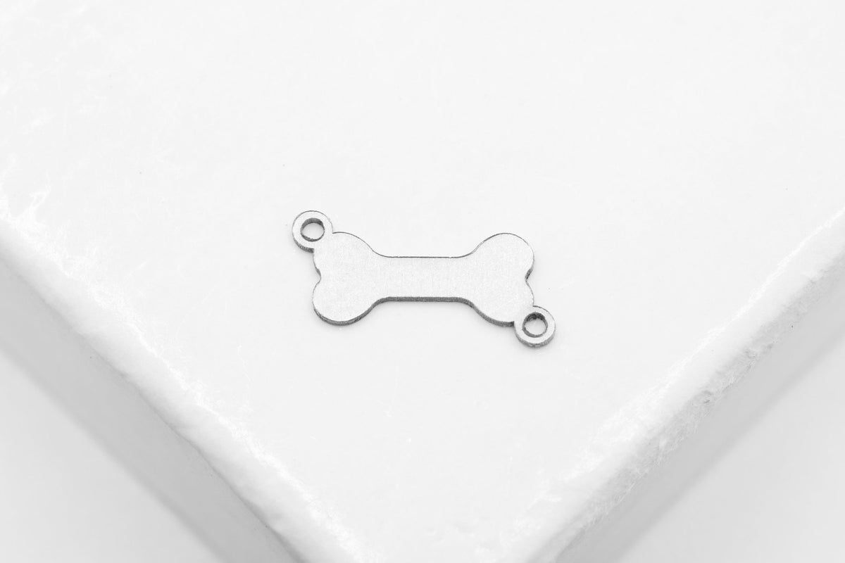 Dog Bone Connector Charm, 925 Sterling Silver, 10mm x 5mm, Wholesale, Jewelry Making Charm - HarperCrown