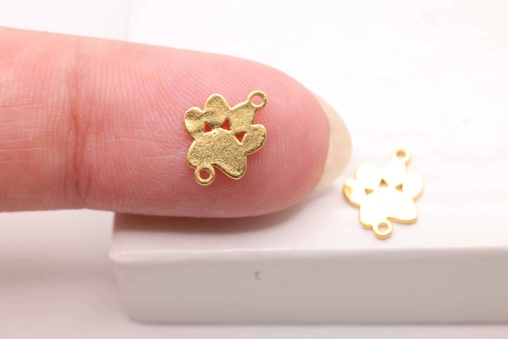 Dog Paw Connector Charm, Gold - Plated, Dog Foot Print Cutout, Jewelry Making Charm - HarperCrown