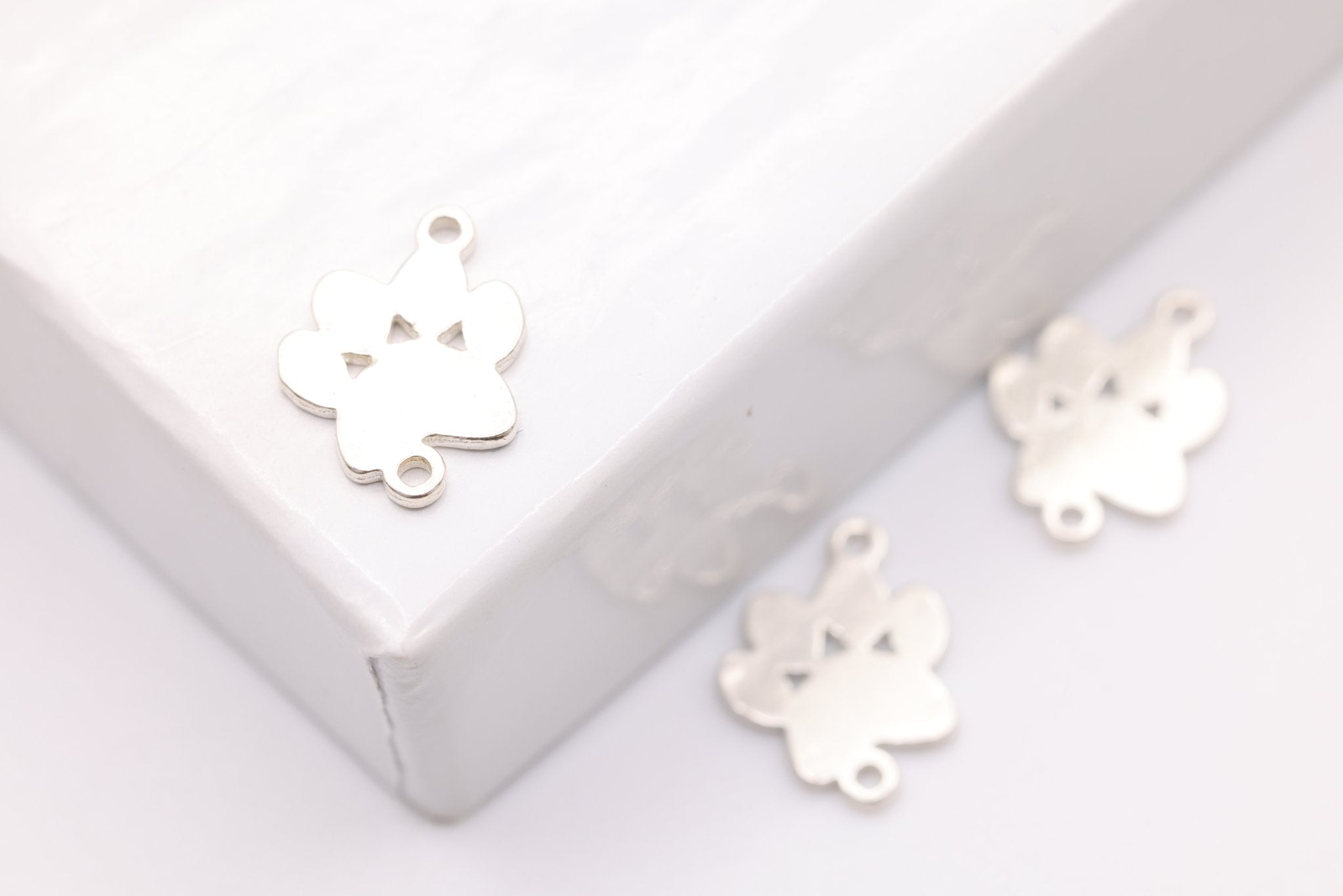 Dog Paw Connector Charm, Sterling Silver, Dog Foot Print Cutout, Jewelry Making Charm - HarperCrown