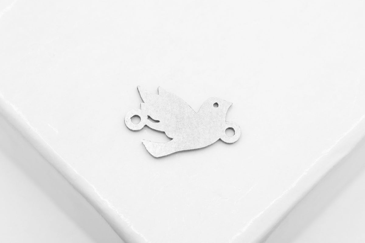 Dove Connector Charm, 925 Sterling Silver, 10mm x 7mm, Wholesale, Flying Dove Bird Peace and Love, Jewelry Making Charm - HarperCrown