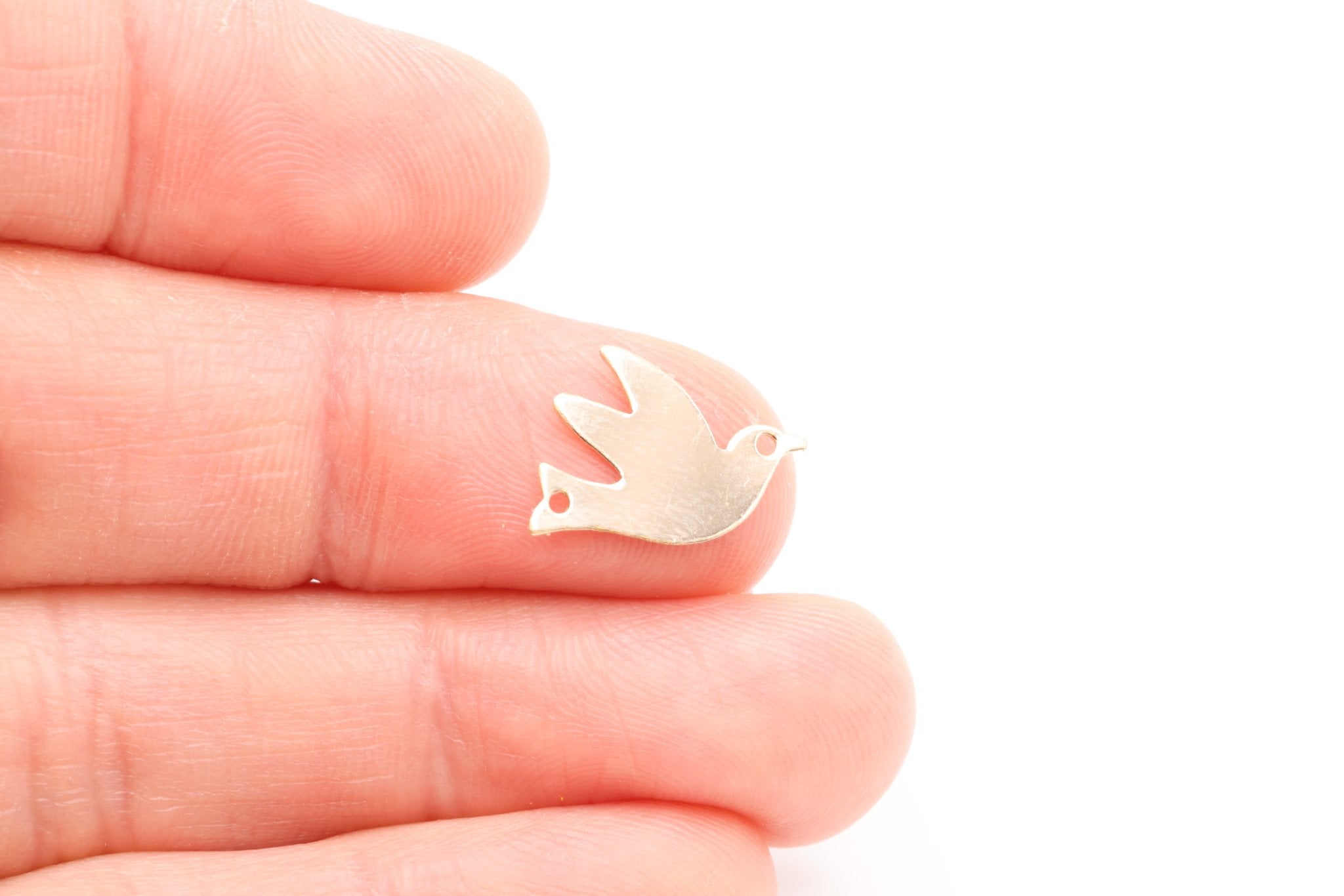 Dove Connector Charm, Gold - Filled, 16mm x 12mm, Stamping and Engravable Bird Link Connector Charm, Bulk DIY Wholesale Jewelry Making Charm - HarperCrown