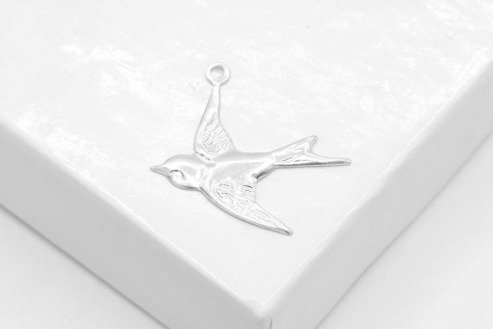 Dove Swallow Bird Charm, 925 Sterling Silver, 20mm x 18mm, Wholesale, Peace Love, Jewelry Making Charm - HarperCrown