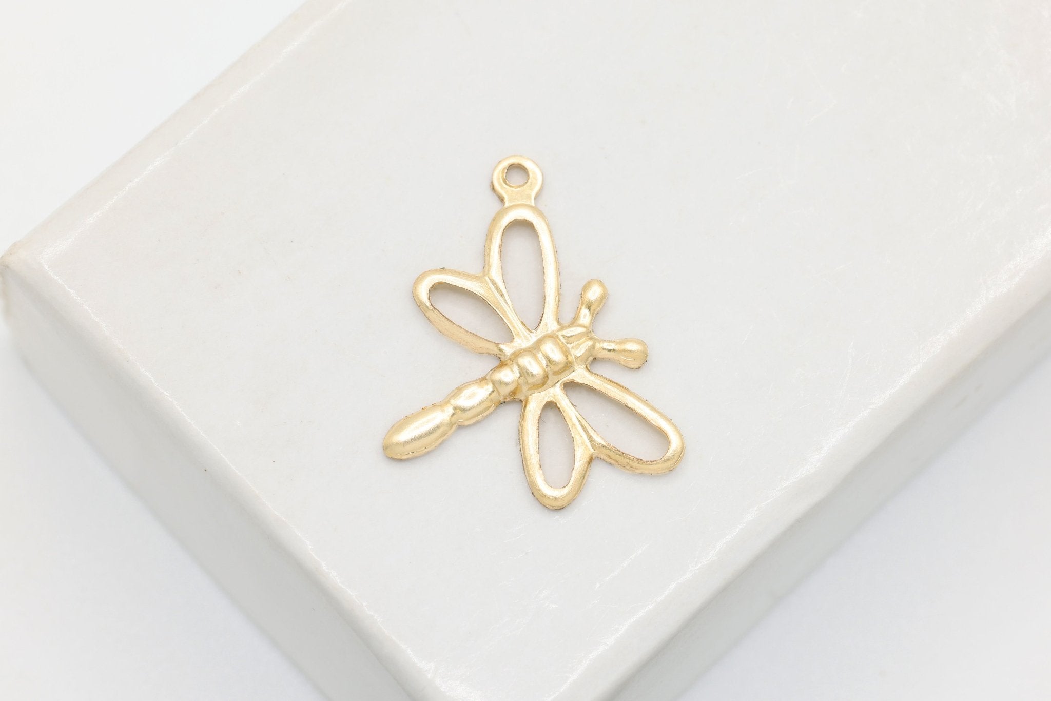 Dragonfly Charm, 14/20 Gold-Filled, 15mm x 13mm, Wholesale, Dragon Fly Insect, Jewelry Making Charm - HarperCrown