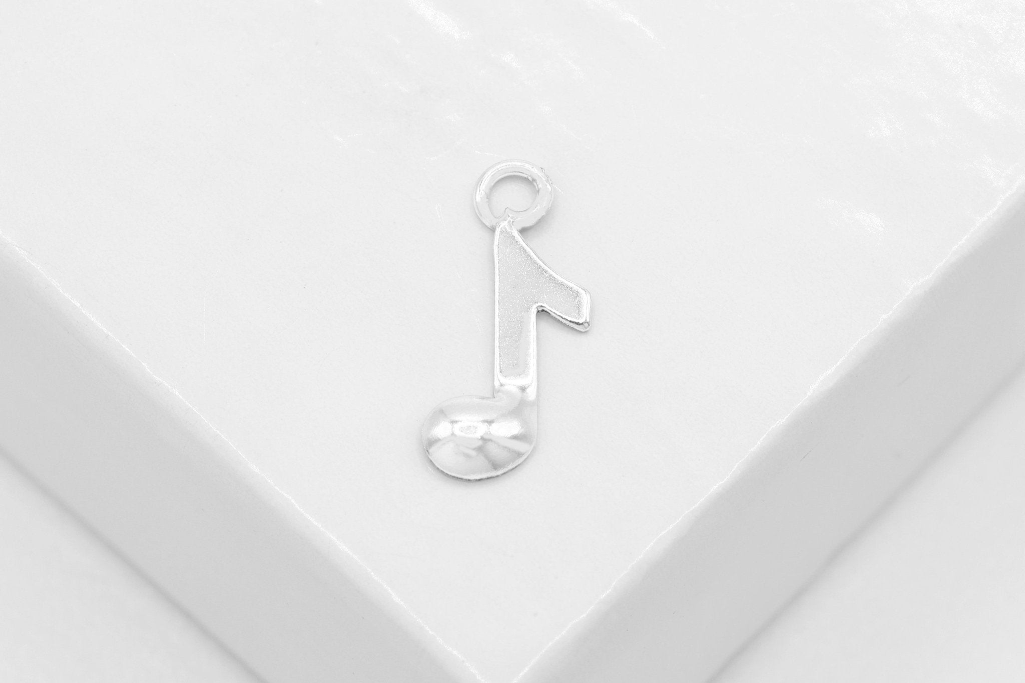 Eighth Musical Note Charm, Wholesale, 925 Sterling Silver, 10mm x 5mm, Jewelry Making Charm - HarperCrown